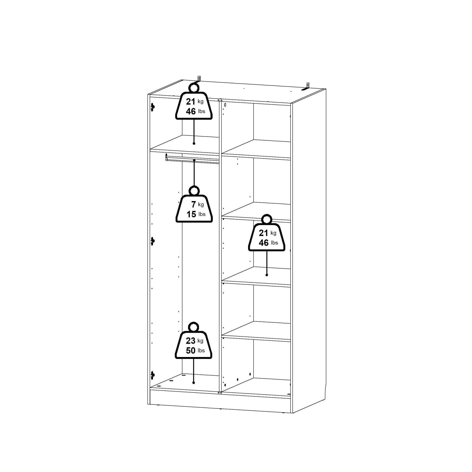 Home affaire Kleiderschrank »Billund, skandinavischen Design & viel Stauraum, 2 Breiten 145/195 cm« Viel Stauraum mit Böden & Kleiderstange, praktische Aufteilung