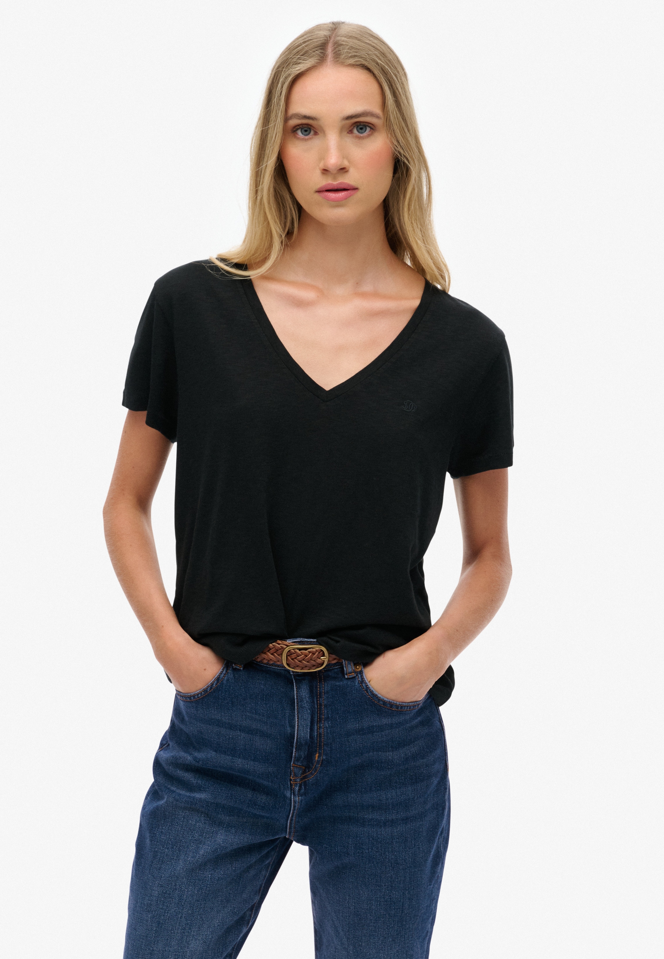 Superdry T-Shirt "STUDIOS SLUB EMB VEE TEE" günstig online kaufen
