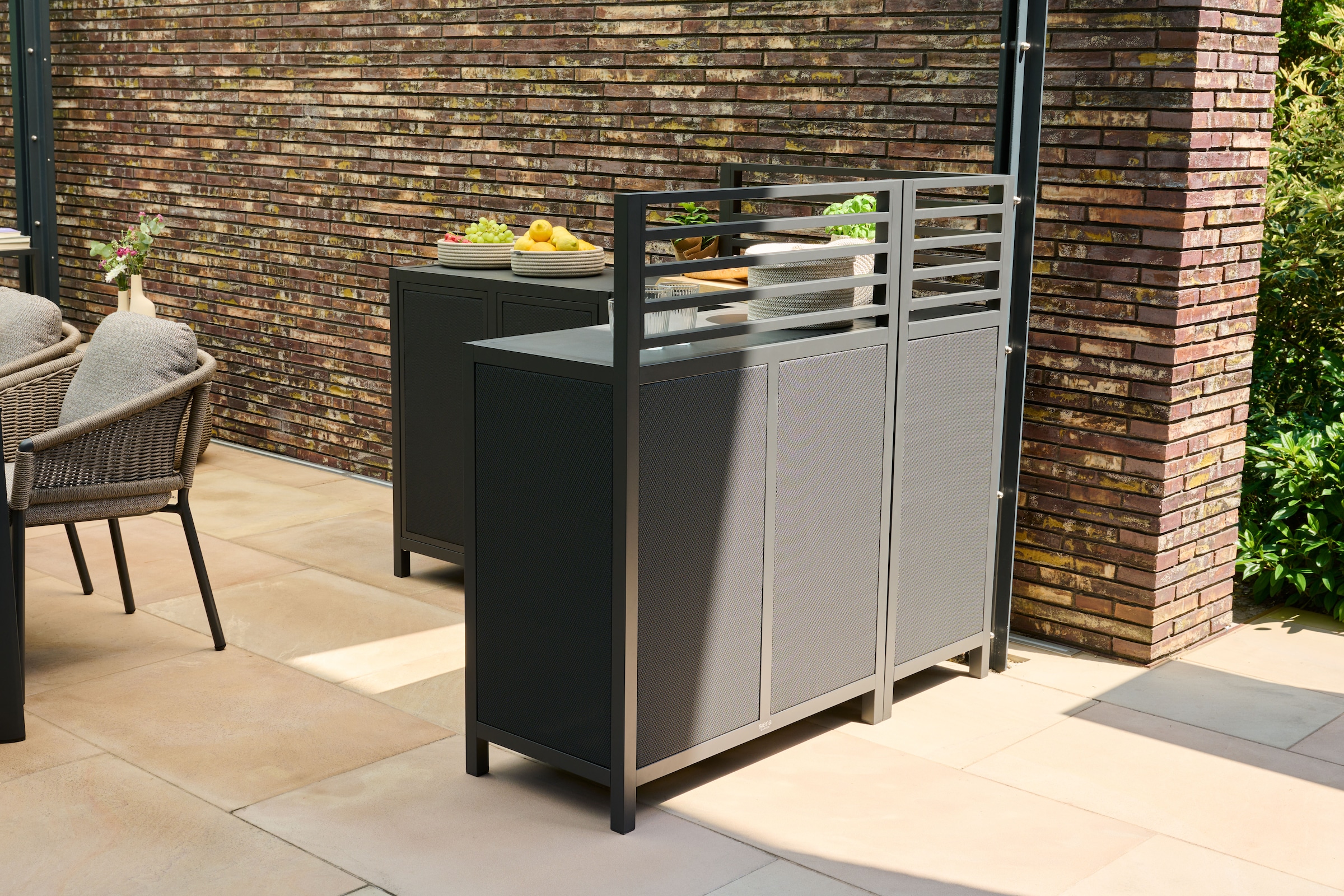 Siena Garden Gartentisch »PALMA Eckelement« Aluminiumrahmen, Ranotex® Bezug dunkelgrau