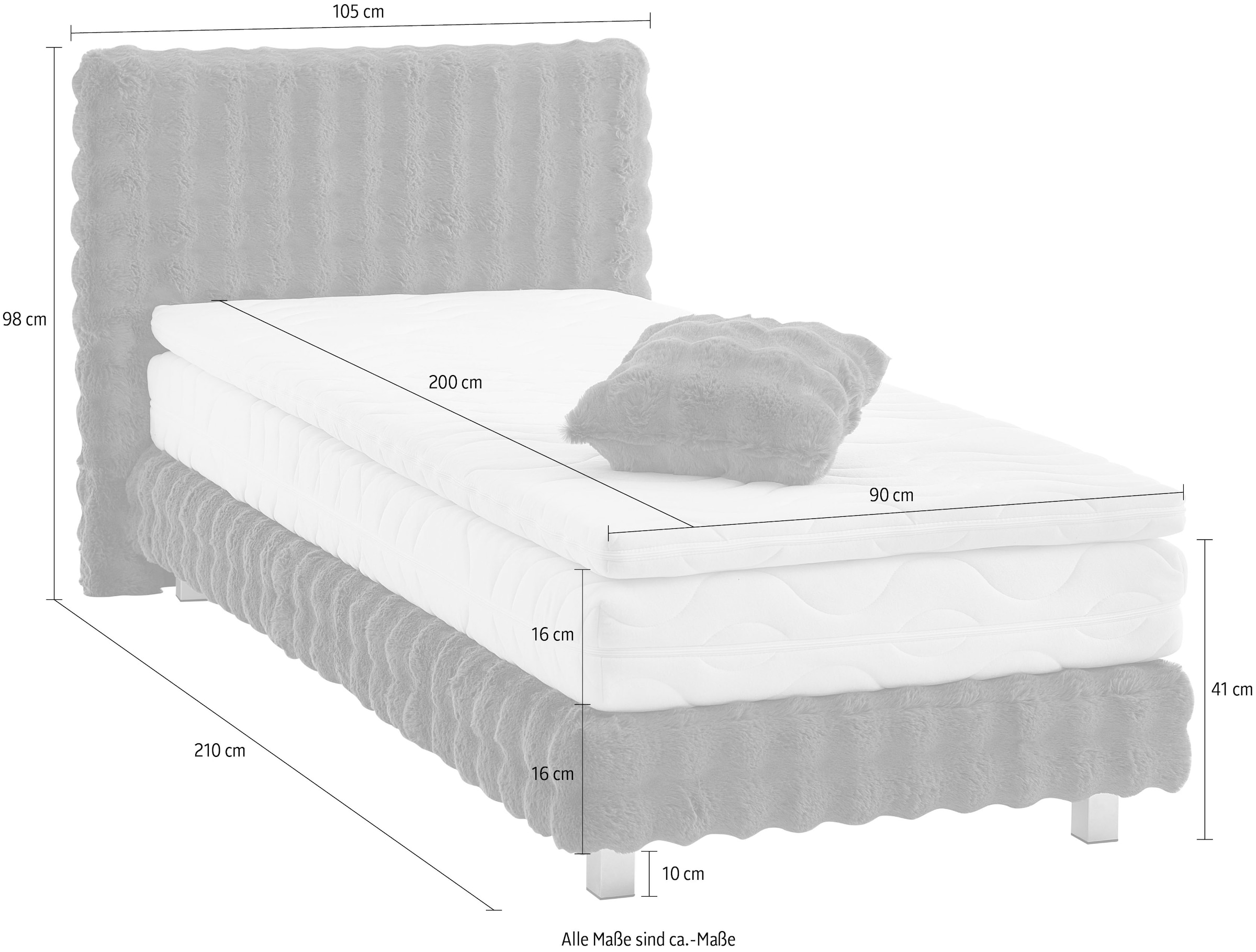 Westfalia Schlafkomfort Boxbett »Sendai« Fellimitat HIGHLIGHT, wahlweise Matratzen in H2,H3,H4