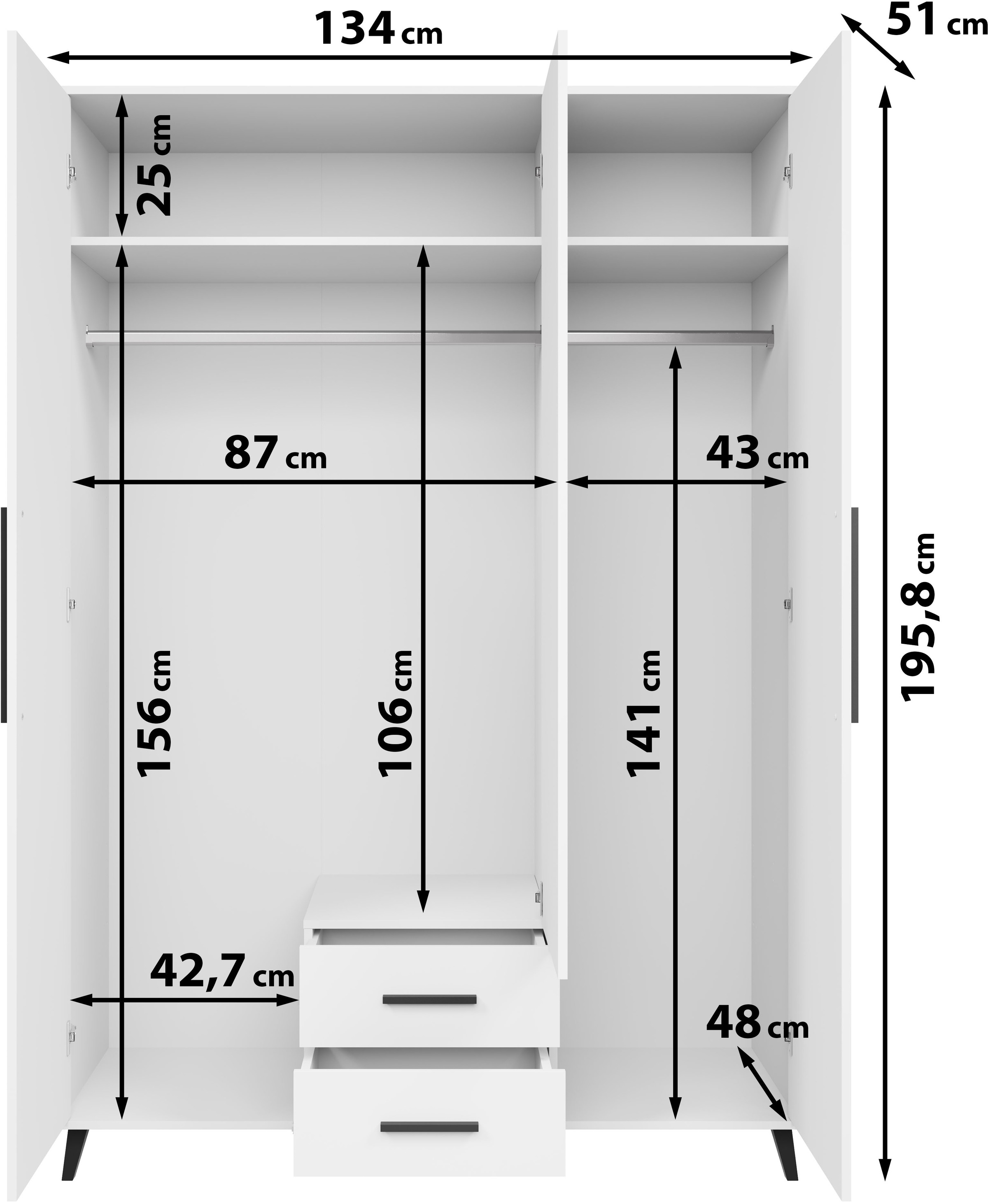 INOSIGN Kleiderschrank »Lagos, Garderobe«, (Packung, 1 St.), Moderner Drehtürenschrank, FSC-zertifiziert, Schlafzimmerschrank