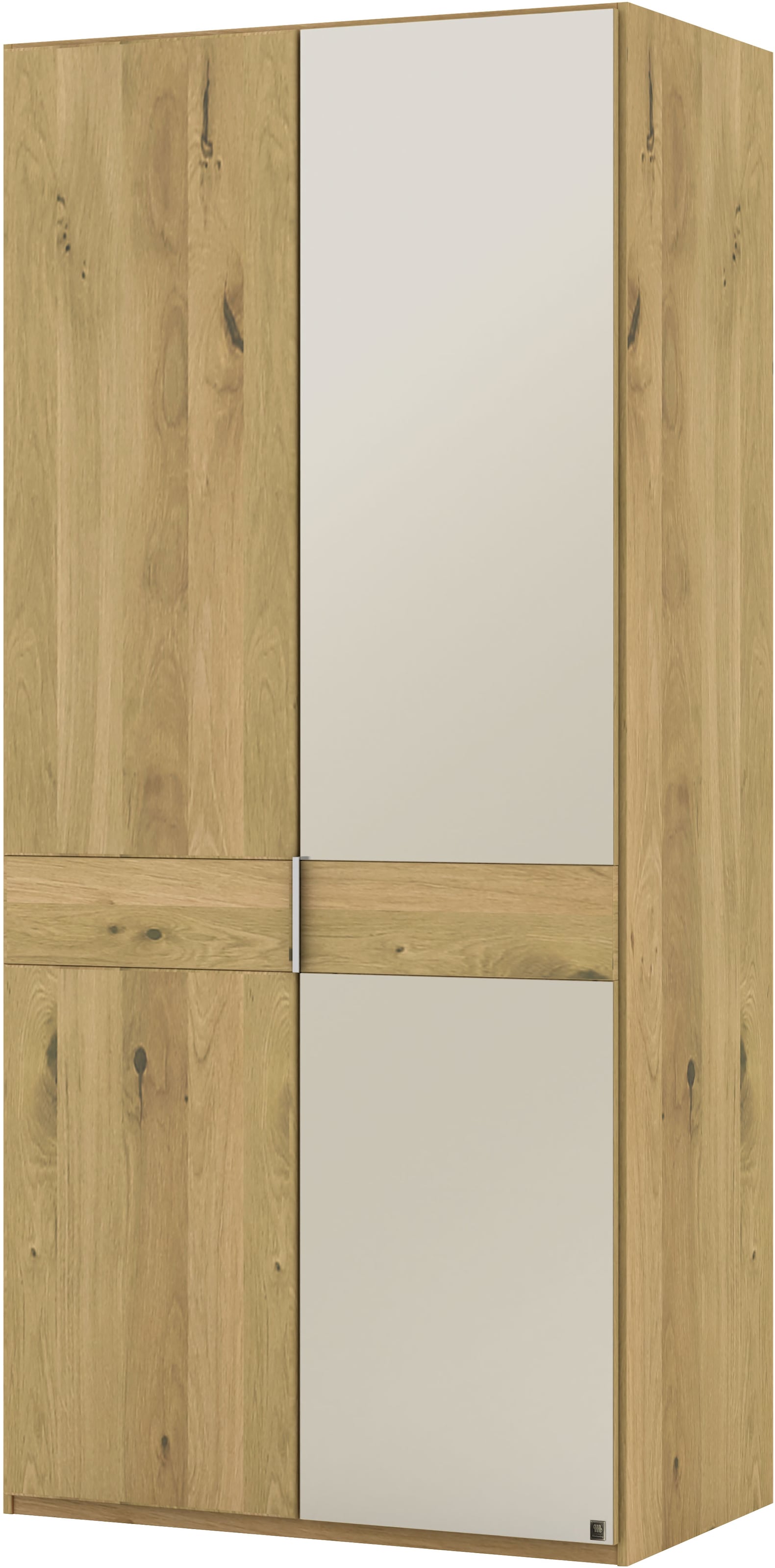 Musterring Drehtürenschrank »Savona, Kleiderschrank, Schrank, Garderobe, teilmassiv Eiche«, (mit Türdämpfern, mit Spiegel oder Glas, extra Böden, MADE IN GERMANY), Türen in Bianco-Eiche massiv, Spiegel-/Glastüren, verschiedene Größen