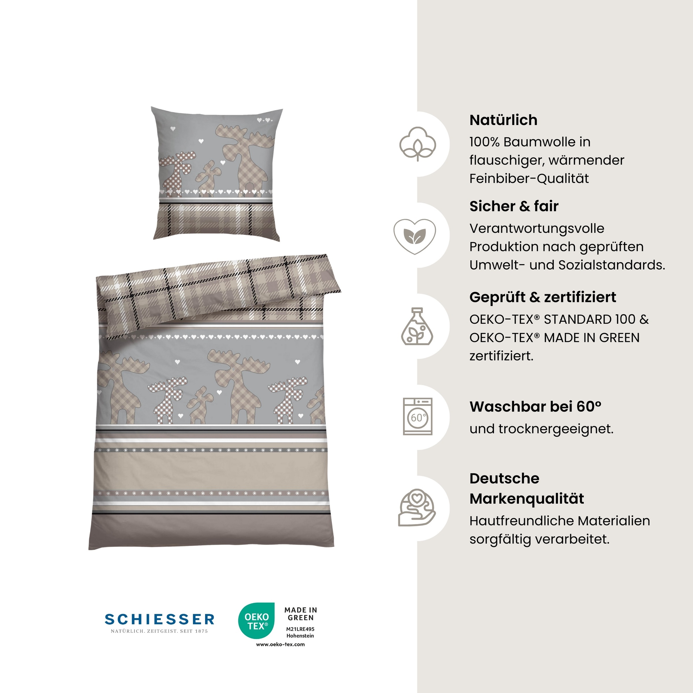Schiesser Bettwäsche "Salous aus weichem Baumwollflanell mit Winterprint" 2 günstig online kaufen