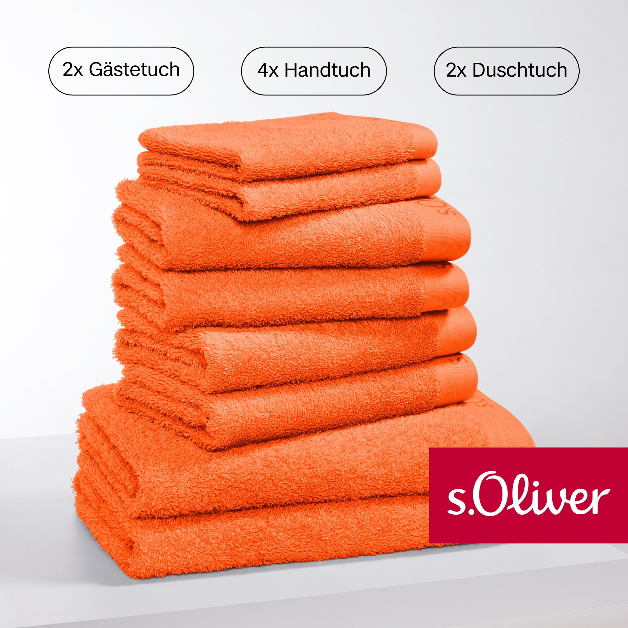 s.Oliver Handtuch Set »s. Oliver, besonders weich und saugfähig«, (Set, 8 St., 2 Gästetücher 30x50 cm-4 Handtücher 50x100 cm-2 Duschtücher 70x140 cm), 2 Gästetücher 30x50, 4 Handtücher 50x100, 2 Duschtücher 70x140