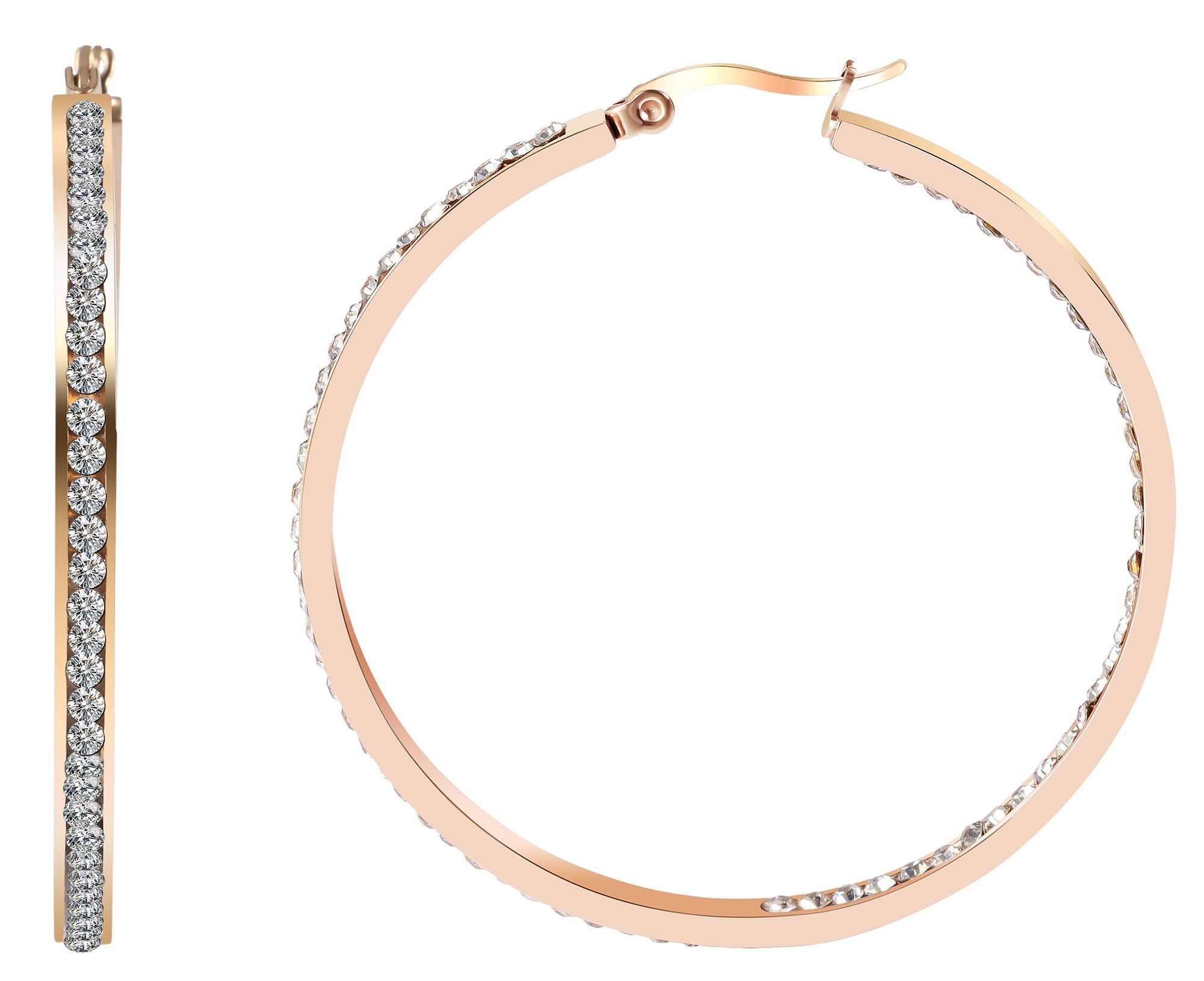 Adelia´s Paar Creolen »Damen Ohrringe – Creole aus Edelstahl mit Strass Steinchen« Geschenkidee: zeitlos und vielseitig