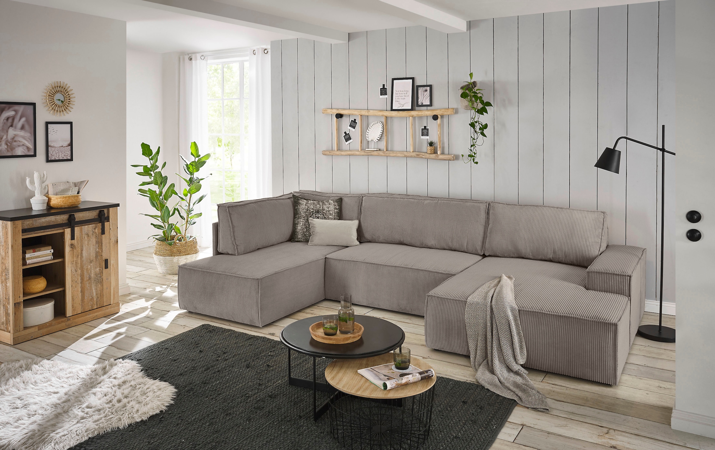 Home affaire Wohnlandschaft »SHERWOOD 329 cm, U-Form, Schlafsofa,«