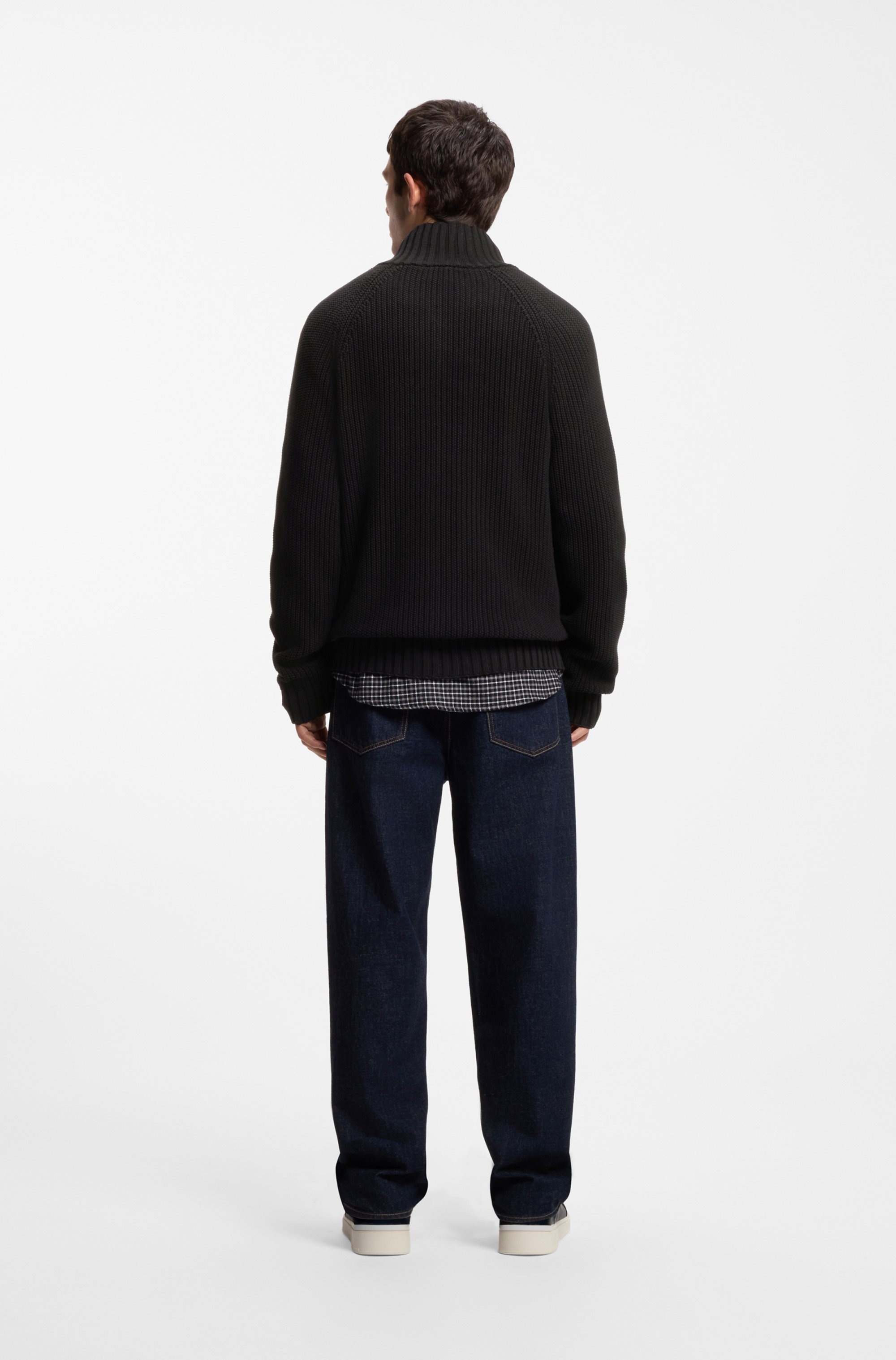 HUGO Strickjacke »Sonzie« Rippstrick, Regular Fit, reine Baumwolle