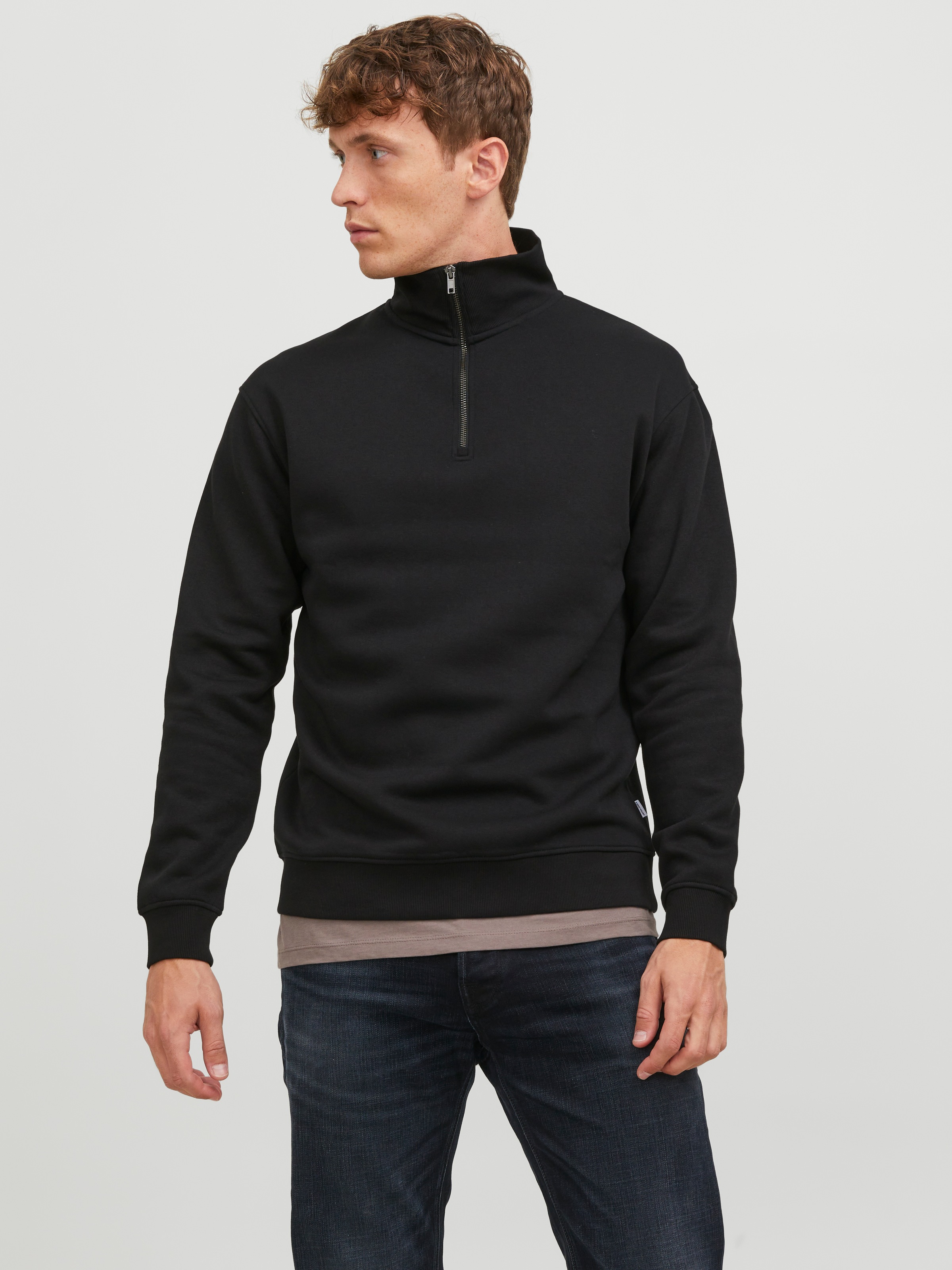 Jack & Jones Sweatshirt "JJEBRADLEY SWEAT HALF ZIP NOOS", Materialmix, rela günstig online kaufen
