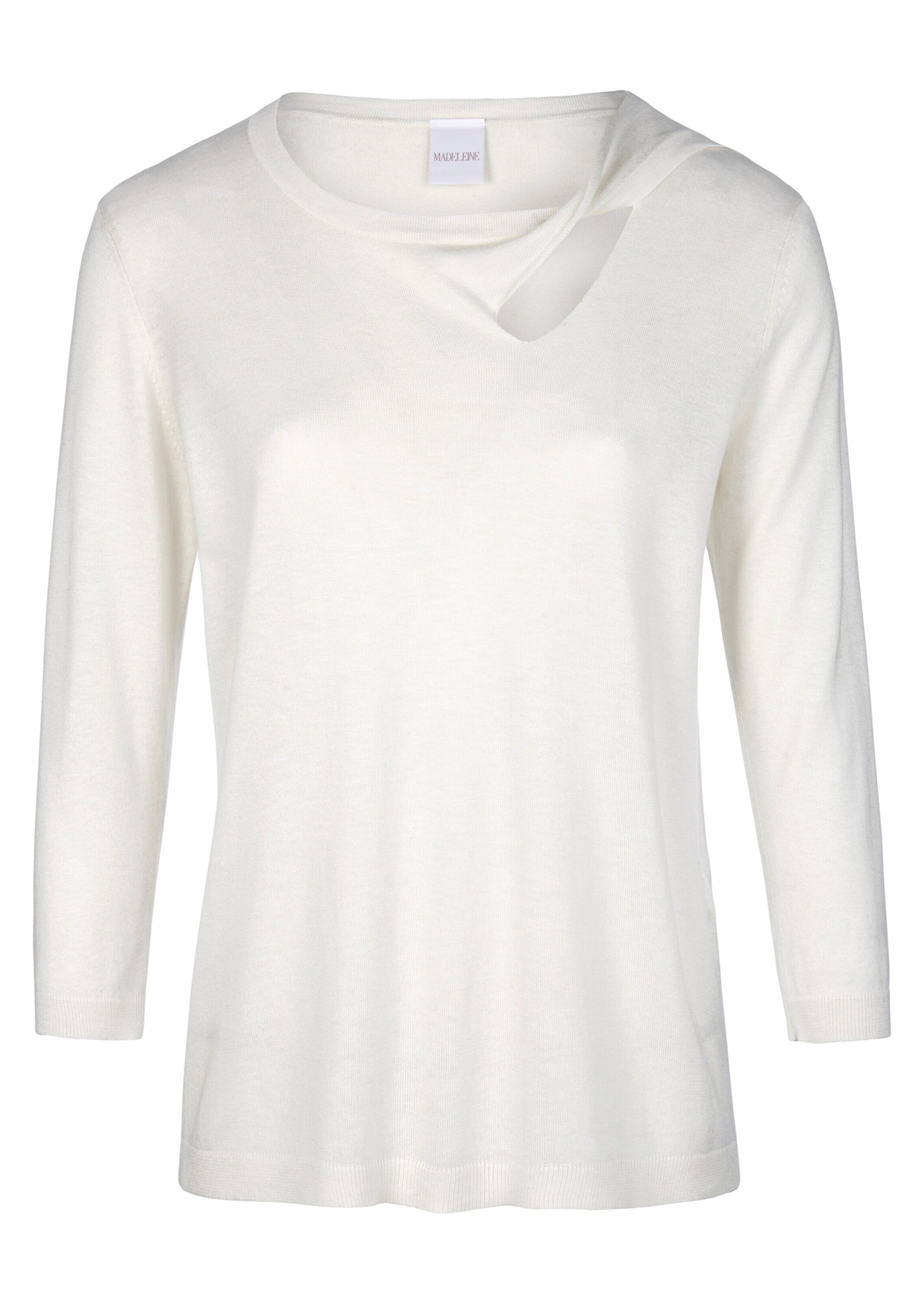 MADELEINE Longpullover »Pullover Feinstrick-Pullover mit 3/4-Ärmeln und Cut-out«