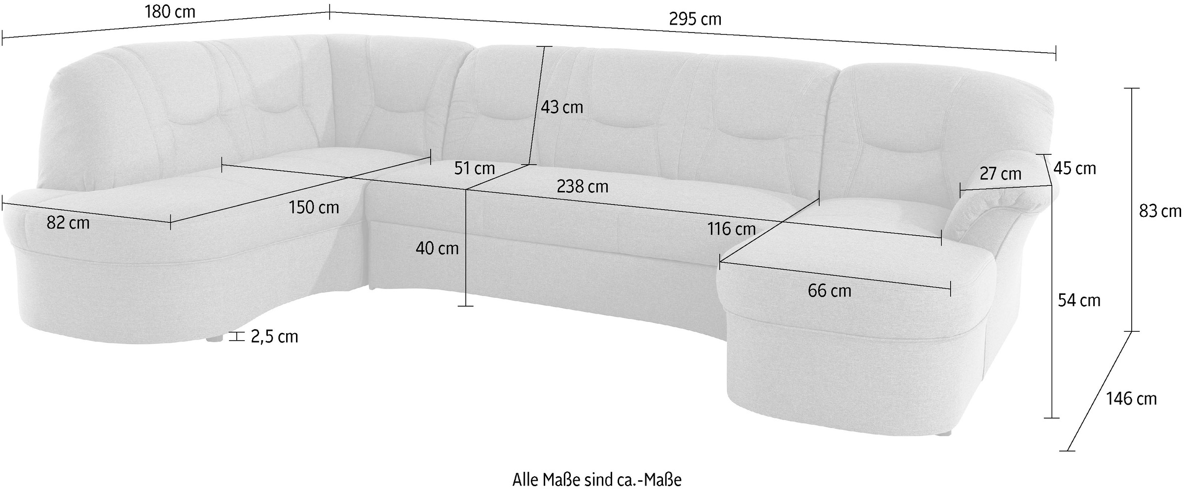 DOMO collection Wohnlandschaft »Sarafina, zeitlos und komfortabel, optional mit Federkern, U-Form«, wahlweise mit Bettfunktion