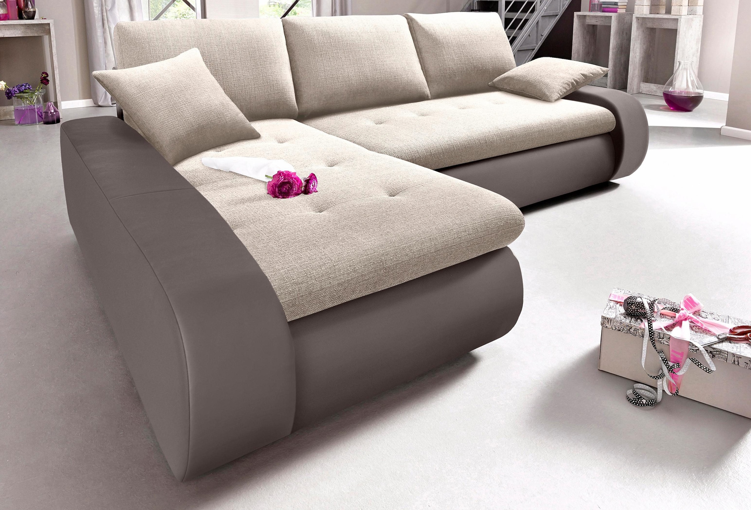 TRENDMANUFAKTUR Ecksofa "Indie, modern und bequem, Materialmix, OTTOs Choic günstig online kaufen