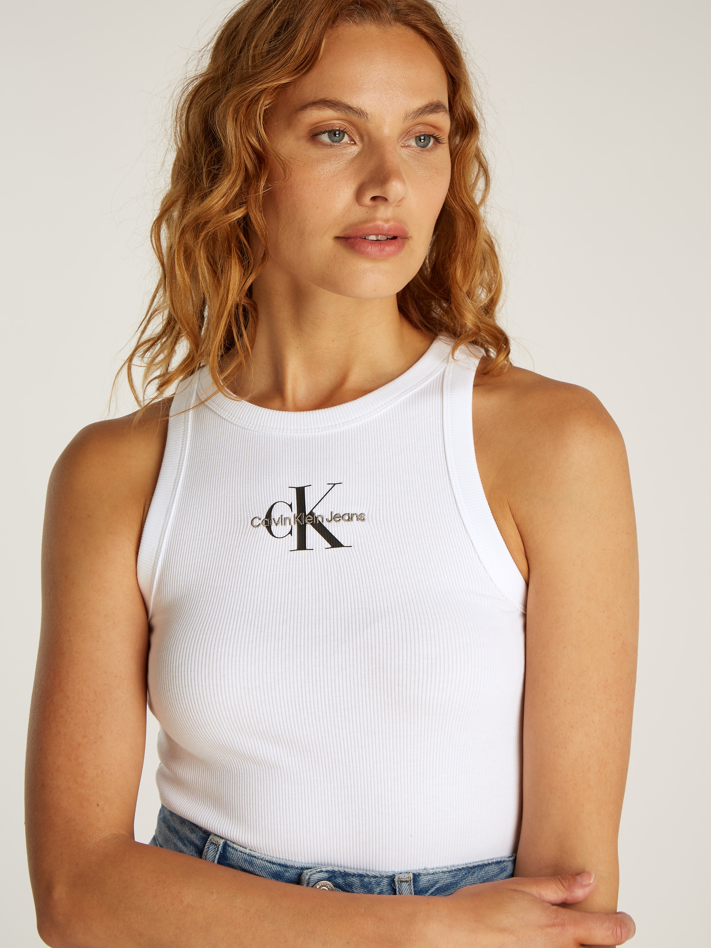 Calvin Klein Jeans Tanktop "MONOLOGO RIB TANK TOP", mit Logostickerei günstig online kaufen