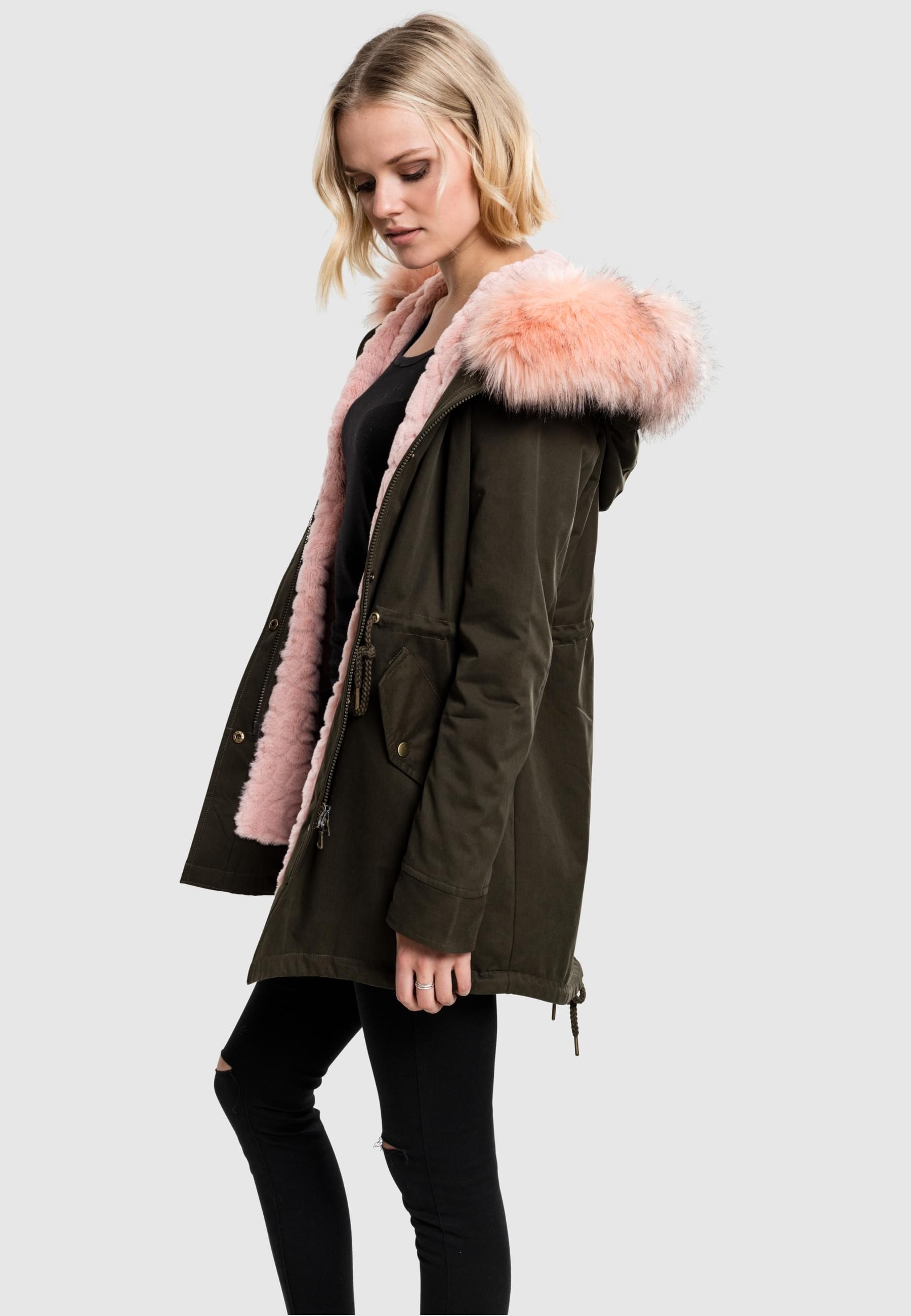 URBAN CLASSICS Parka »Urban Classics Damen Ladies Peached Teddy Lined Parka«, (1 St.), mit Kapuze