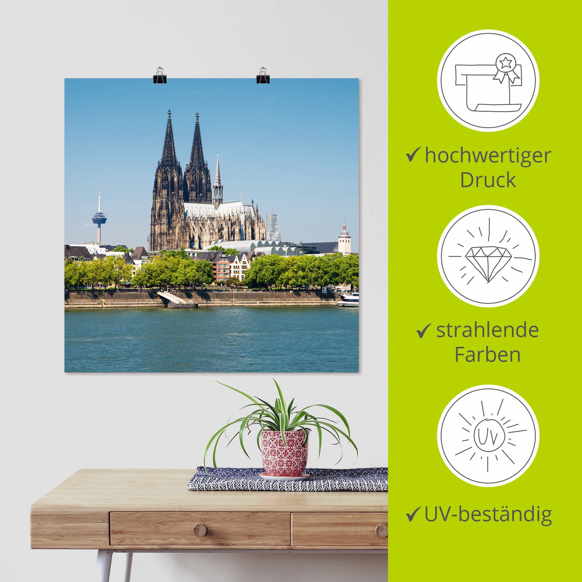 Artland Poster »Kölner Dom«, Gebäude, (1 St.), als Alubild, Leinwandbild, Wandaufkleber oder Poster in versch. Größen