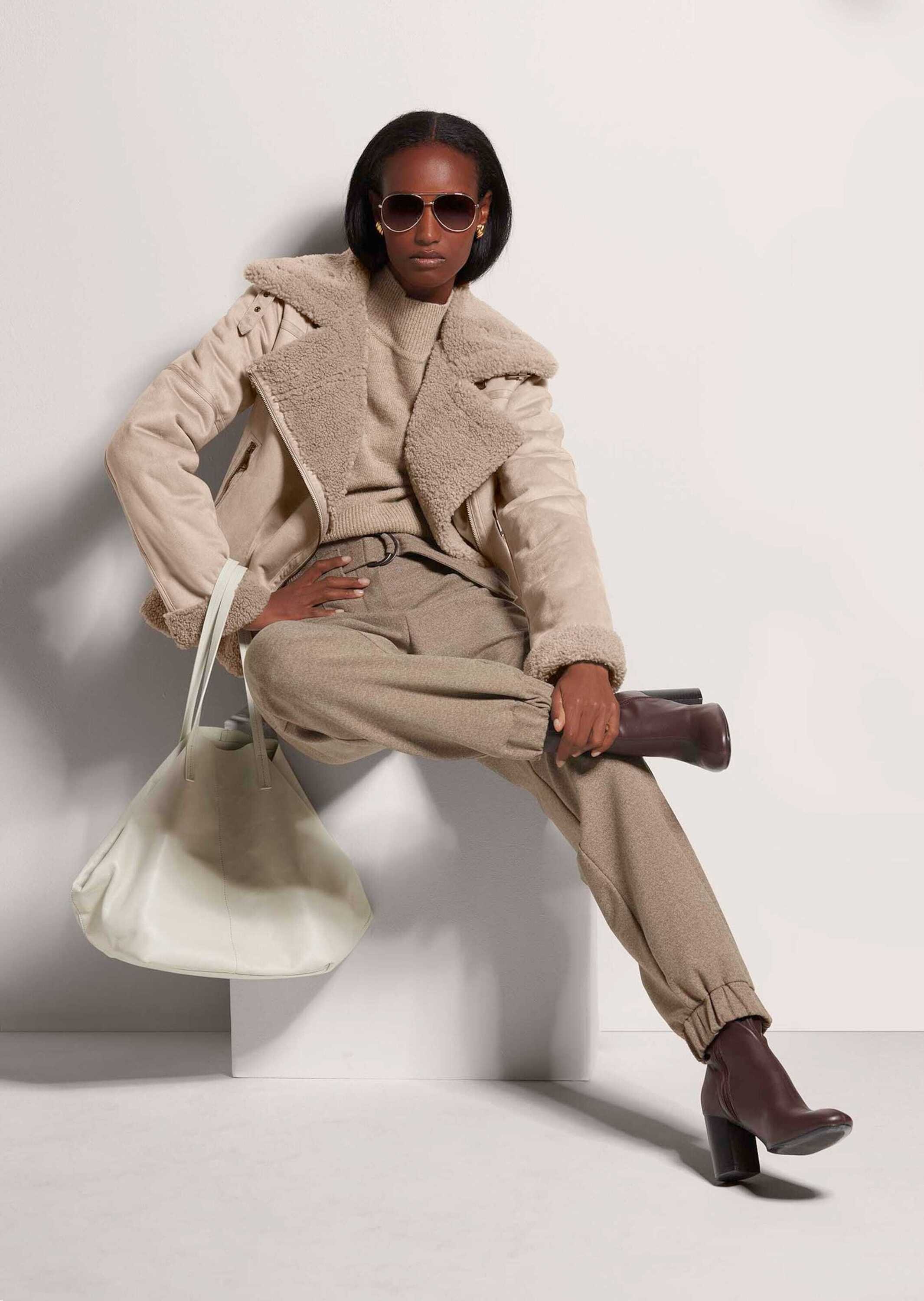 MADELEINE Kurzjacke »Jacke Biker-Jacke in Lammfell-Optik«