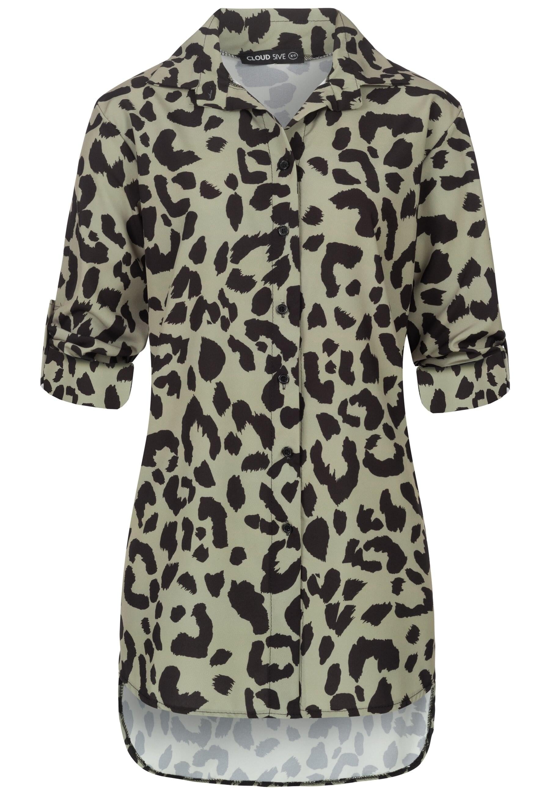 CLOUD 5IVE Klassische Bluse "CLOUD 5IVE Leo All Over Turn-Up Bluse" günstig online kaufen