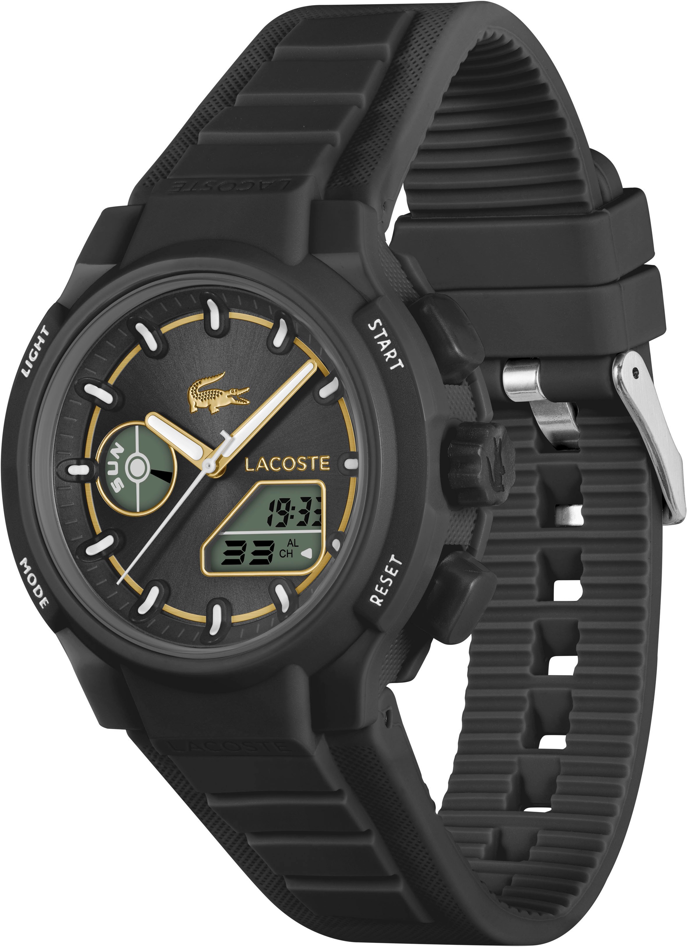 Lacoste Quarzuhr »LC33«, Armbanduhr, Damenuhr, Silikonarmband, analog, digital, Stoppfunktion