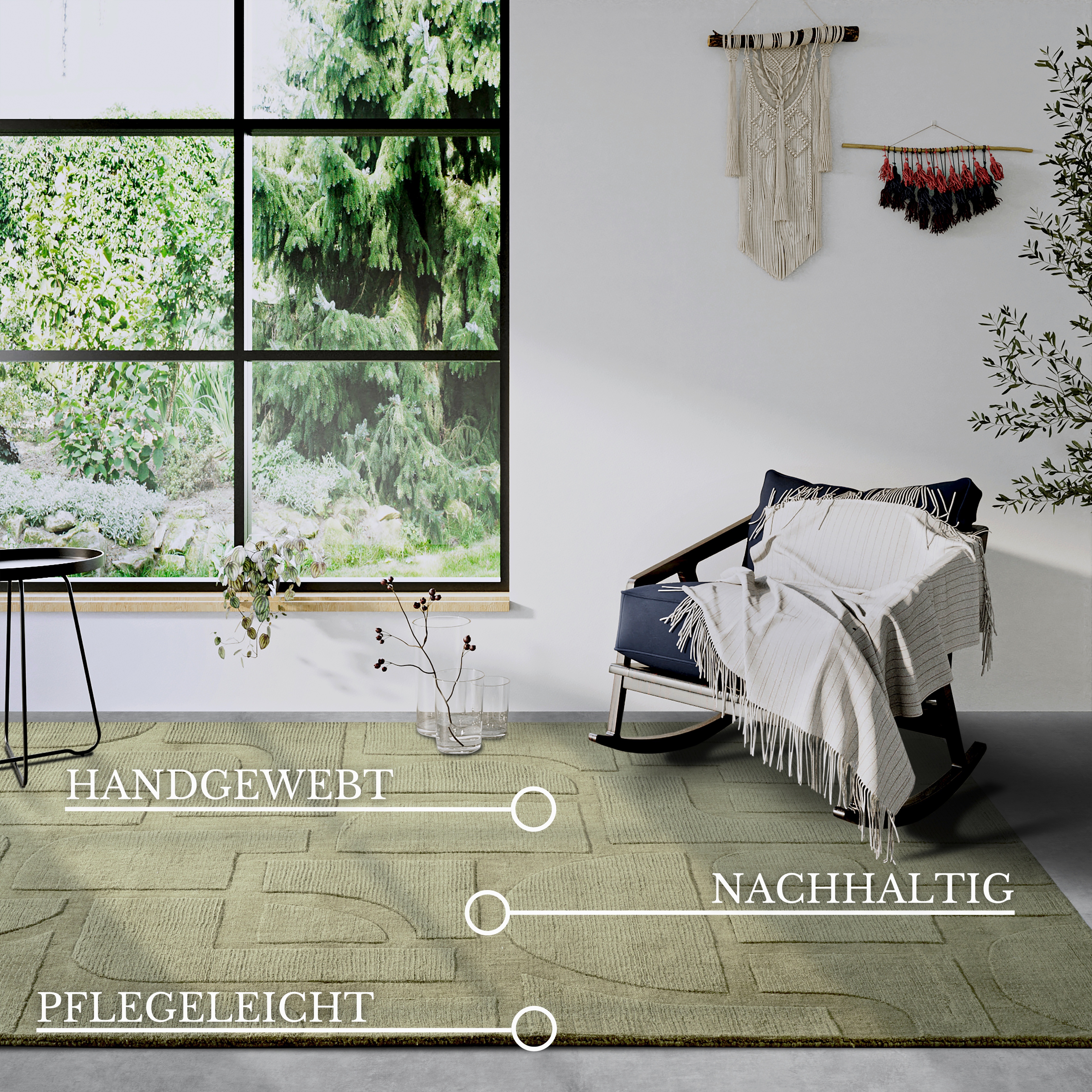 Thumbnail - Villeroy & Boch Wollteppich "Alexis" rechteckig 10 mm Höhe Handgewebt, Wolle, Natur, Wohnzimmer, Geometrie, Boho, Design