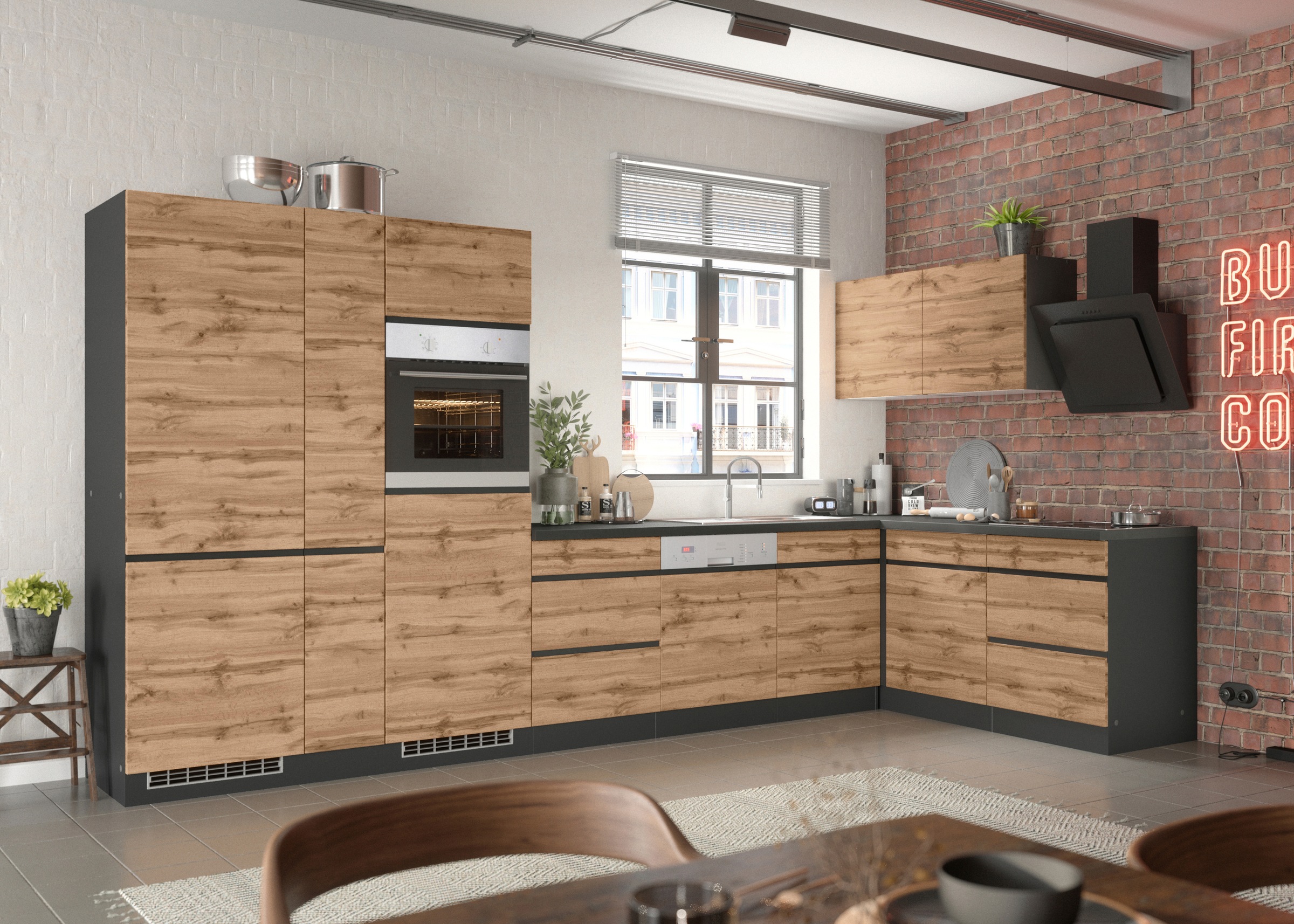 KOCHSTATION Winkelküche »KS-Riesa«, Stellbreite 390/180 cm, ohne E-Geräte