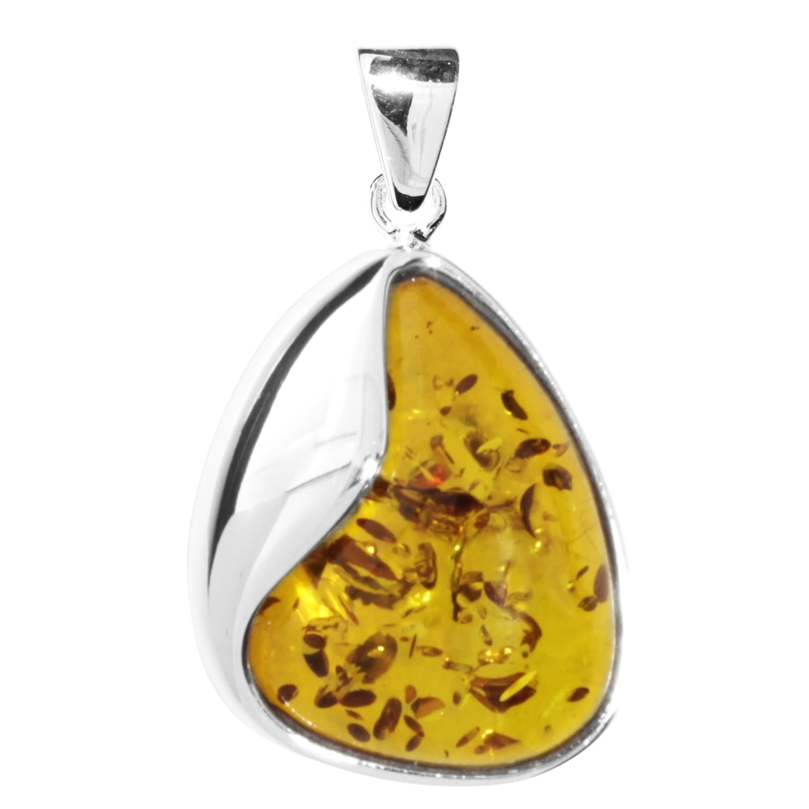 Kettenanhänger OSTSEE-SCHMUCK "- Jeska 34 mm - Silber 925/000 - Bernstein" Gr. 34, silber (silber 925, silberfarben, weiß), Schmuckanhänger, Damen, Silber 925 (Sterlingsilber), Kettenanhänger