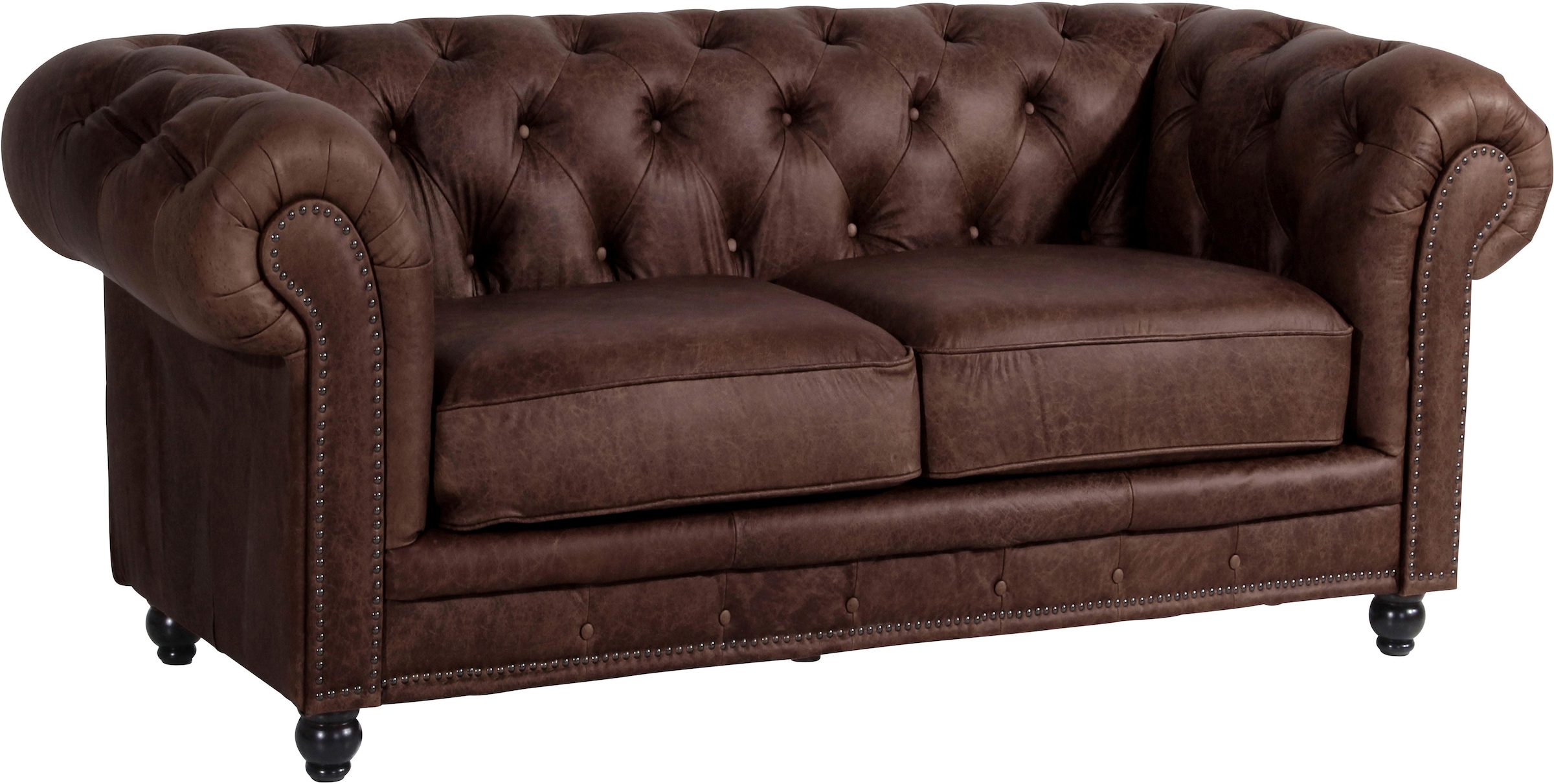 Max Winzer® Chesterfield-Sofa »Old England«, 2-Sitzer Ledersofa mit Knopfheftung & Ziernägeln, Breite 192 cm