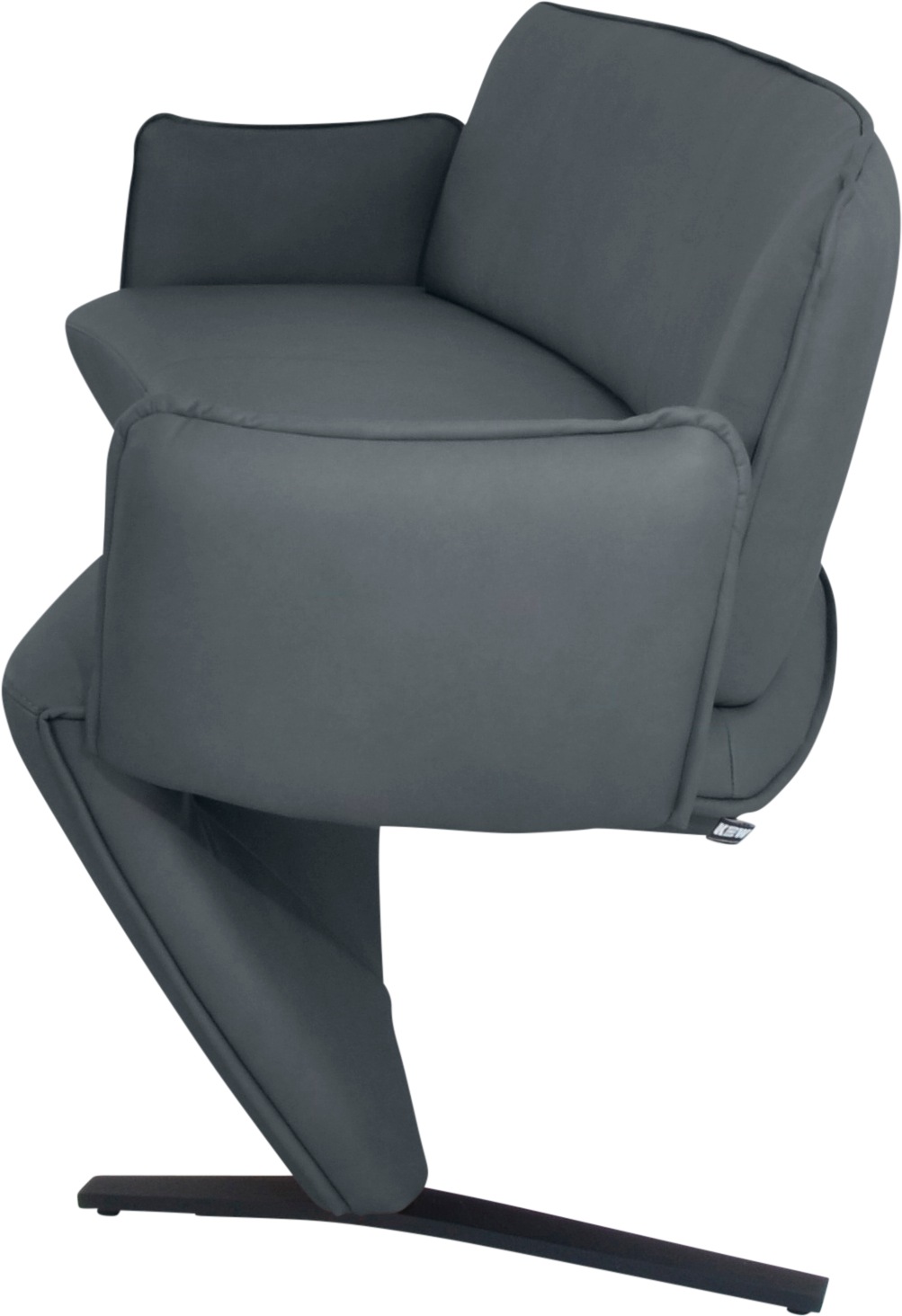 Polsterbank K+W KOMFORT & WOHNEN, blau (aqua), B:216cm H:87cm T:66cm, Sitzbänke, Polsterbank, Leicht abgerundete Segmentbank im hochwertigen Leder, mit Armlehnen 3