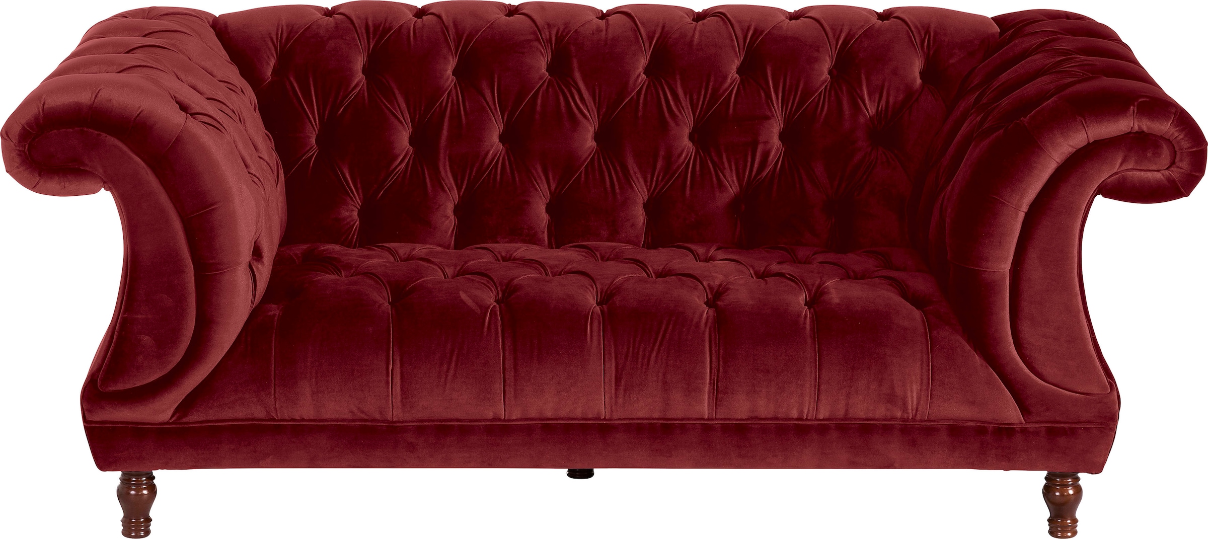 Max Winzer® Chesterfield-Sofa »Isabelle«, Knopfheftung & gedrechselten Füßen in Buche Nussbaum, Breite 200 cm