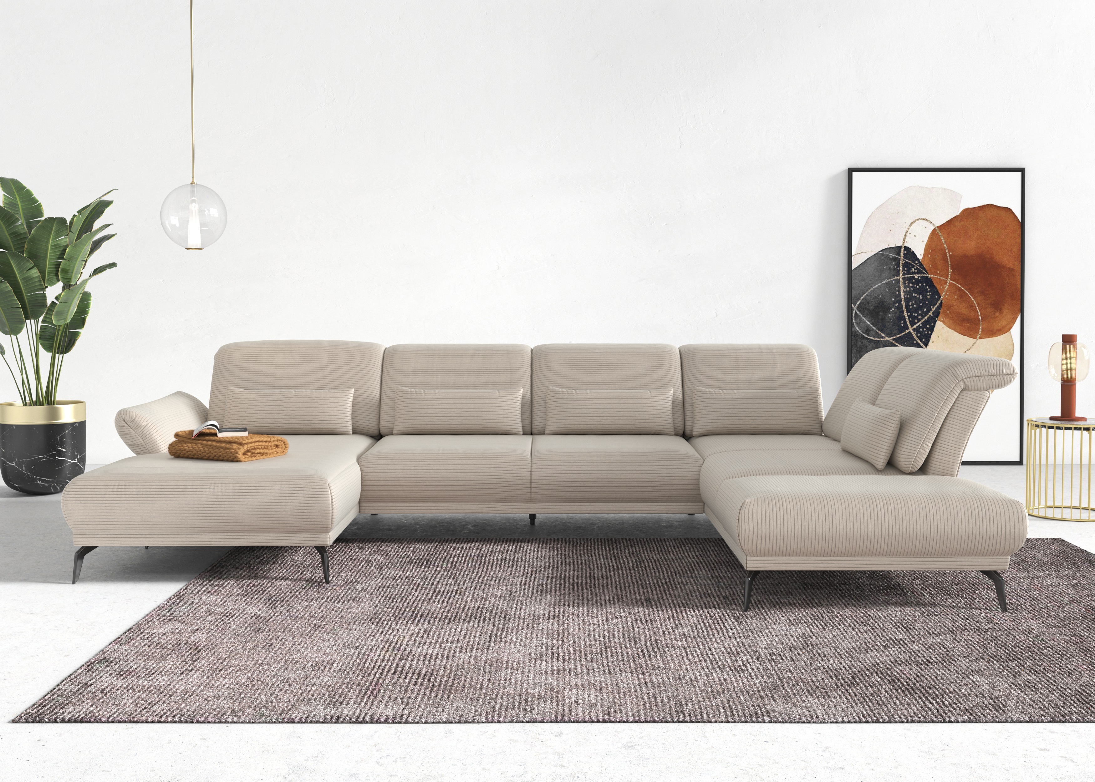 Thumbnail - INOSIGN Wohnlandschaft "Coco U-Form", Sitztiefen-, Arm- und Kopfteilverstellung, Cord-Bezug, Fußhöhe 15 cm