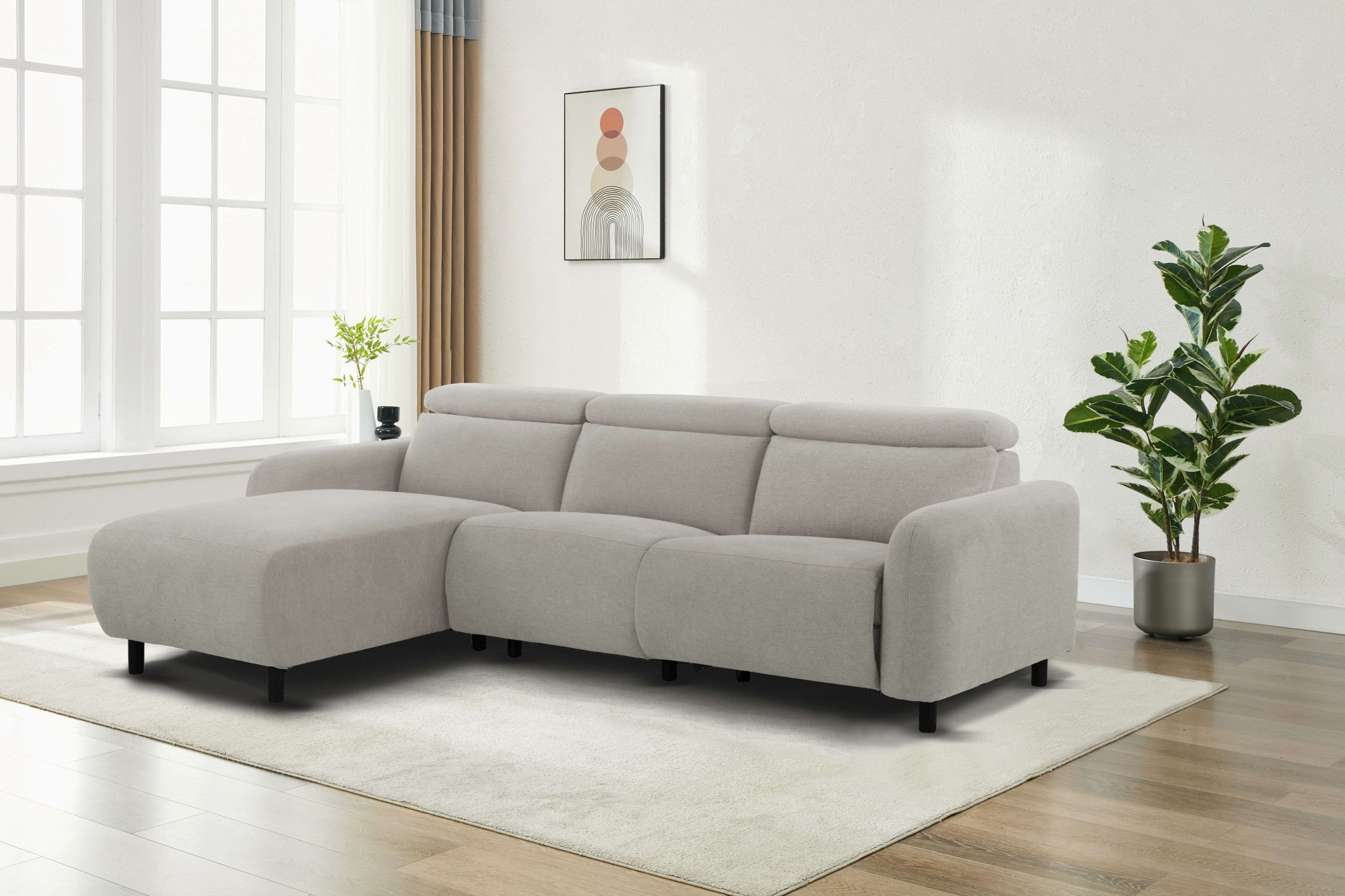 Home affaire Ecksofa »SKAANE Struktur, L-Form, 274 cm, manuelle u. elektrische Funktion,«, 274 cm, mit Kopfteilverstellung und man. oder elektr. Relaxfunktion