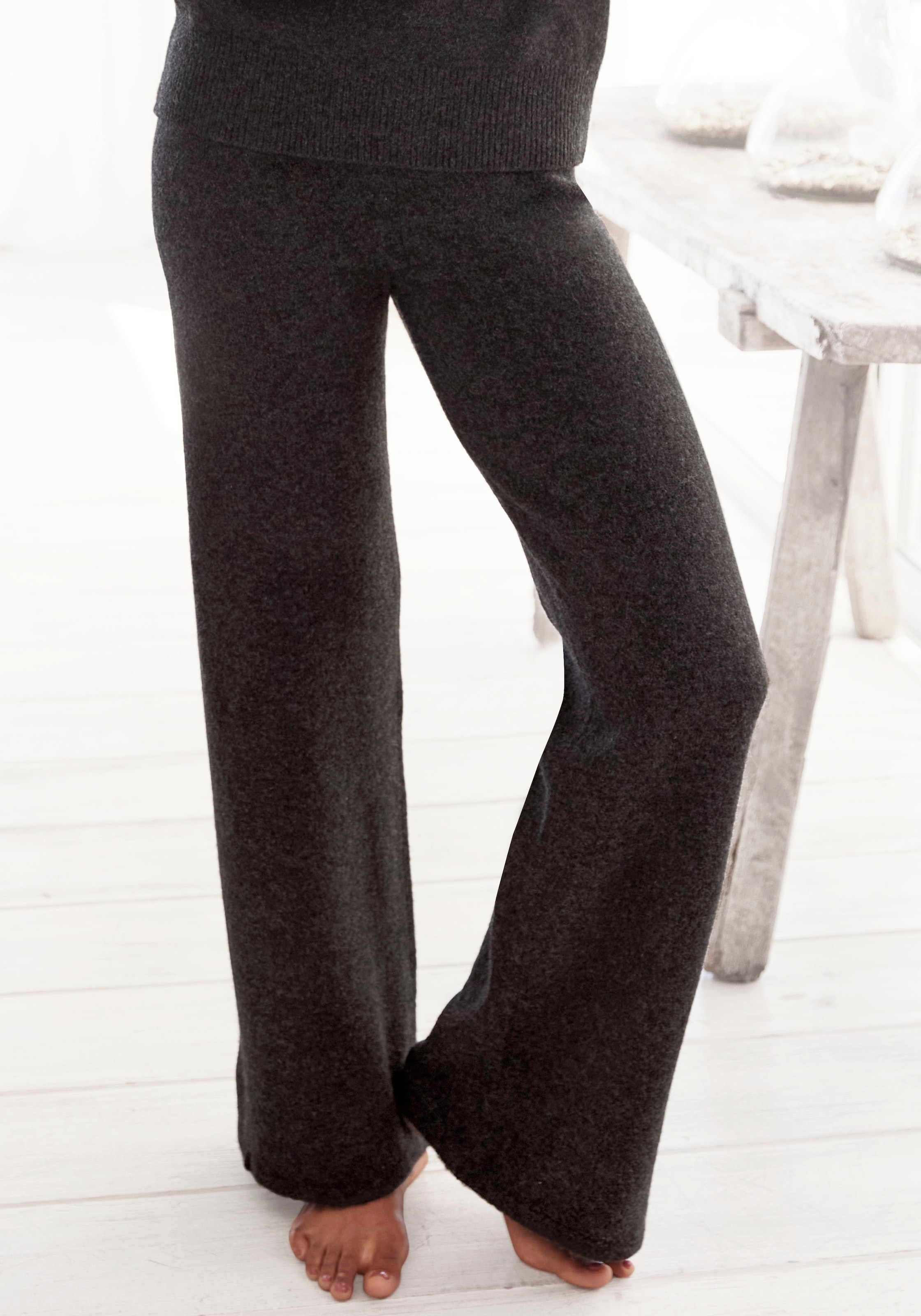 LASCANA Strickhose »-Loungehose«, mit Rippbündchen, Loungewear