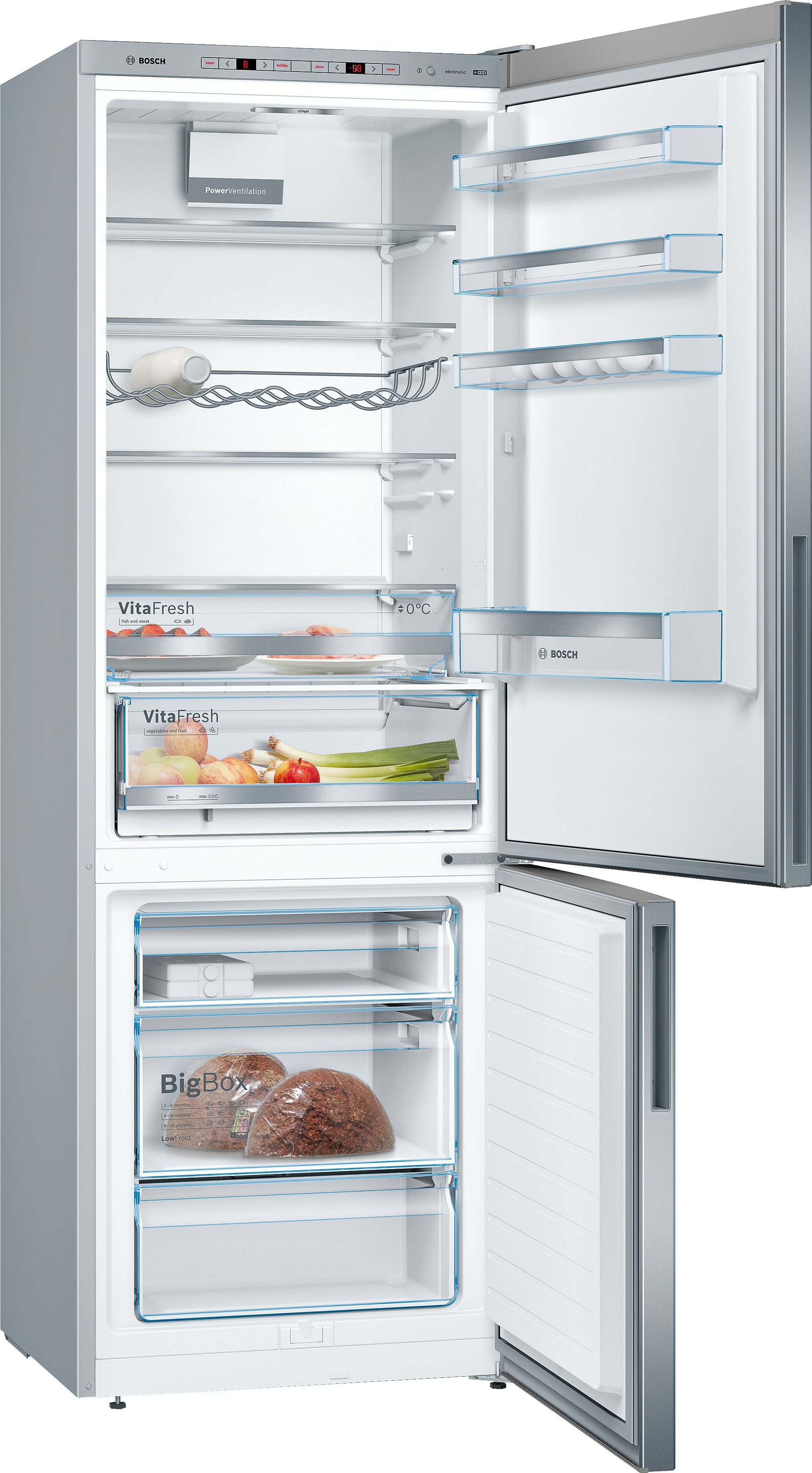 BOSCH Kühl-/Gefrierkombination Serie 6 "KGE49AICA" 201 cm hoch 70 cm breit Optimale Frische für Fisch & Fleisch dank 0C VitaFresh.