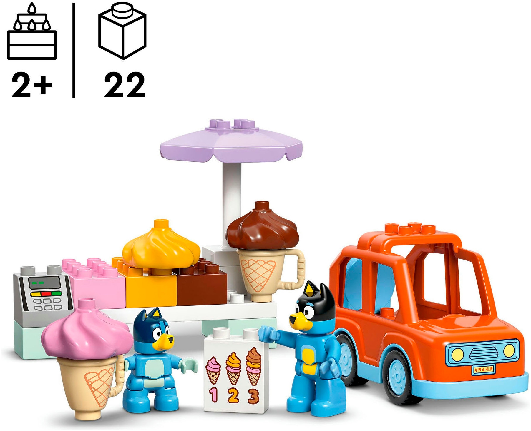 LEGO® Konstruktionsspielsteine »Ausflug zur Eisdiele mit Bluey (10458), LEGO DUPLO Bluey«, (22 St.), Made in Europe
