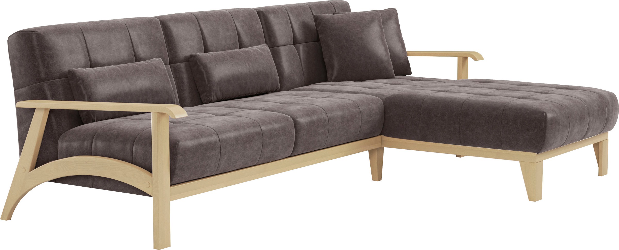 sit&more Ecksofa »Billund L-Form«, Armlehnen aus Buchenholz in natur, verschiedene Bezüge und Farben