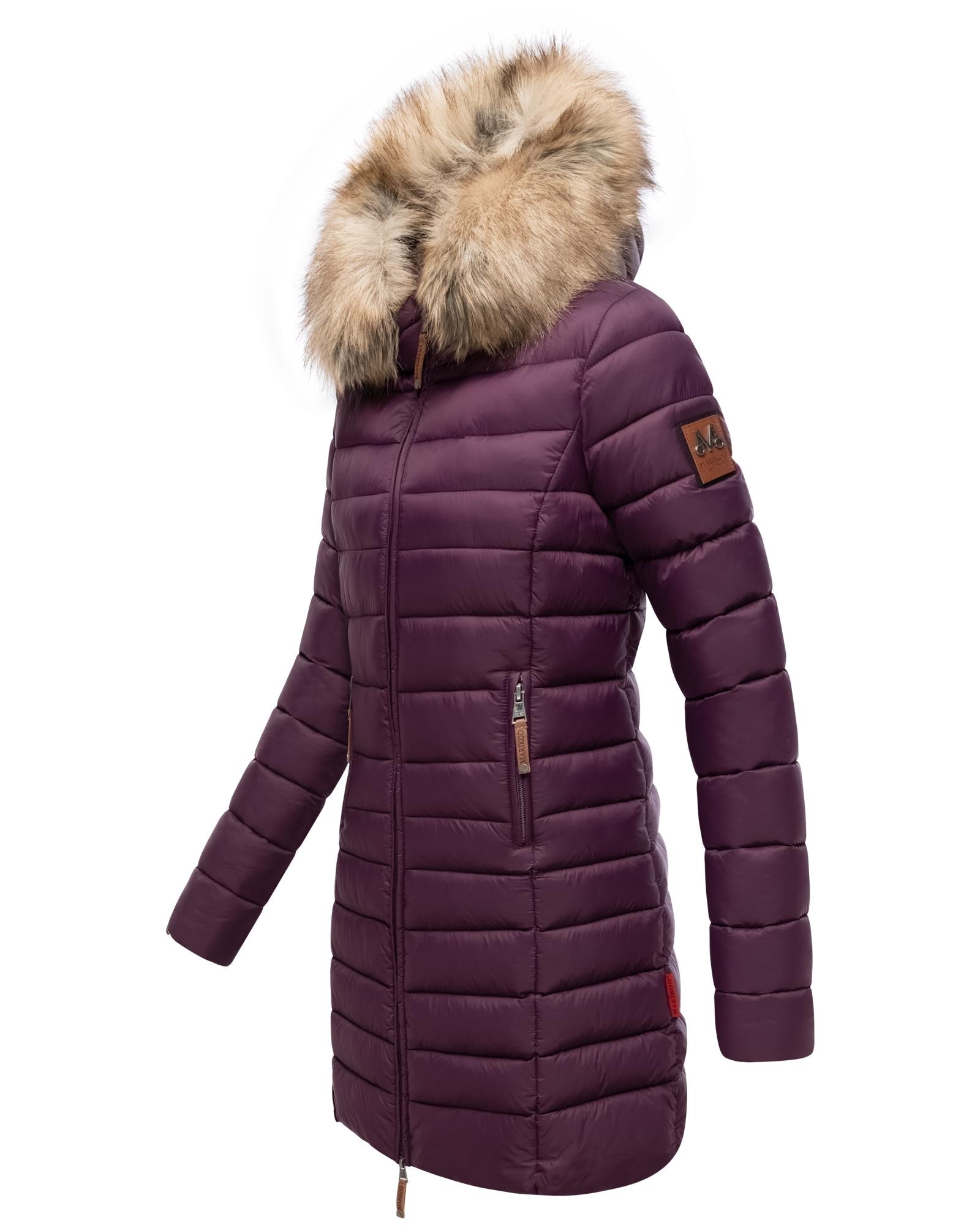 Marikoo Steppmantel »Rose-Stepp« zeitloser Winterparka mit großer Kunstfellkapuze