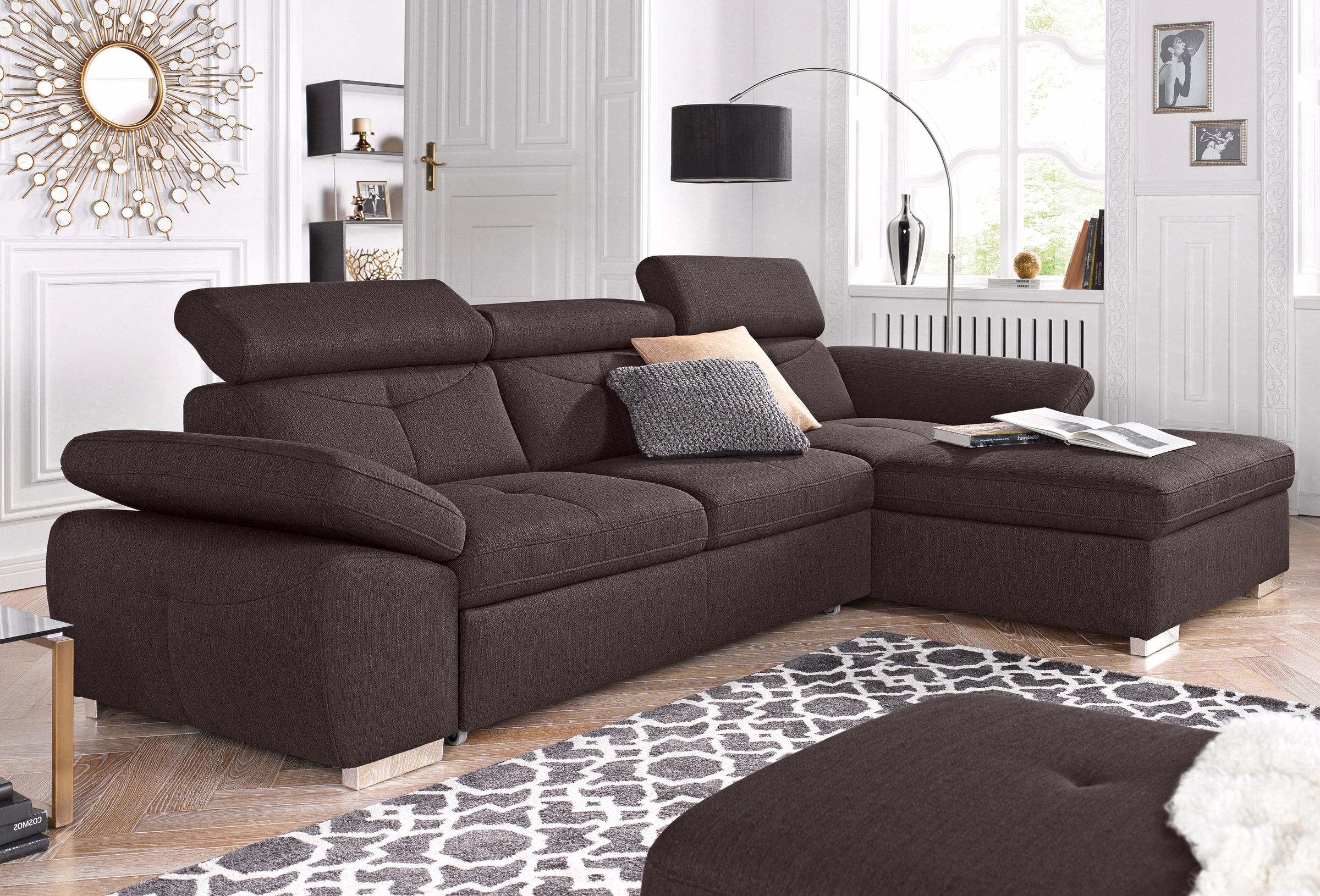 exxpo - sofa fashion Ecksofa »Spring, L-Form«, wahlweise mit Bettfunktion und Bettklasten