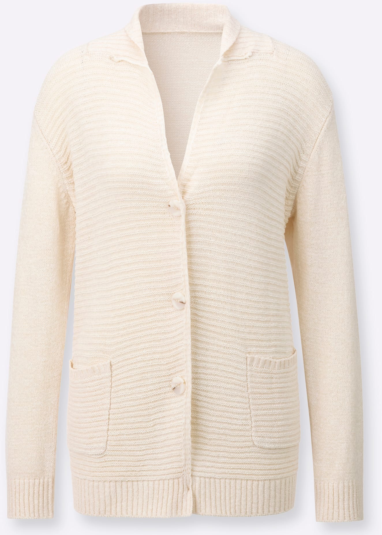 Strickjacke INSPIRATIONEN, Damen, Gr. 50, champagner, elfenbein, 55% Polyacryl, 45% Polyamid, unifarben, Strickjacken Strickjacke 3