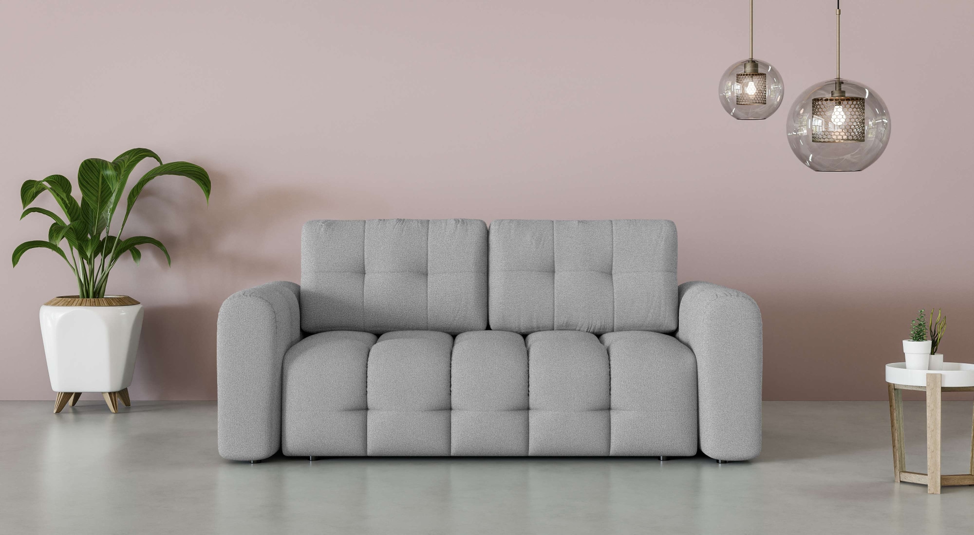 OTTO home 2-Sitzer "Manilla, trendige Steppung, 2 Rückenkissen, B/T/H 195/107/91 cm" mit Wellenunterfederung, in verschiedenen Materialien und Farben