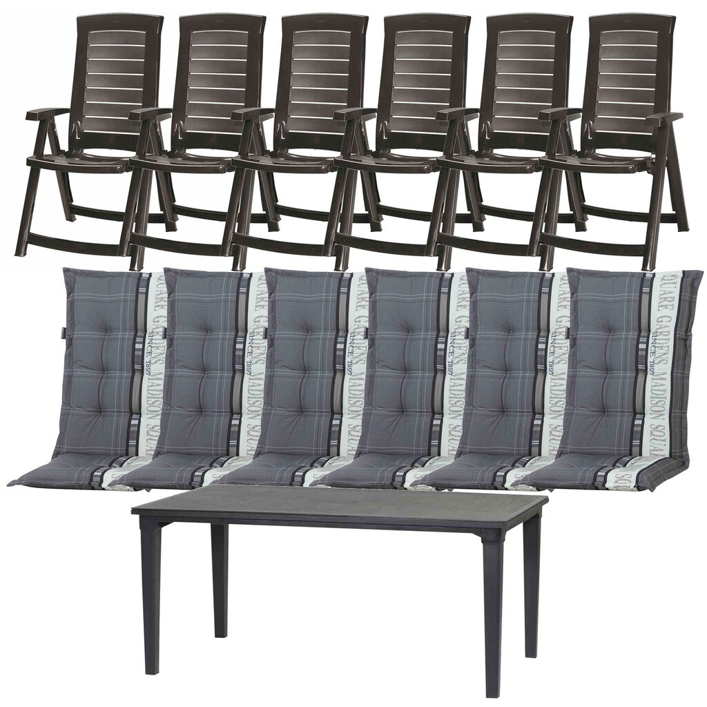 Allibert Garten-Essgruppe »Aruba / Futura«, (Set, 13 tlg.), bestehend aus 6 Sesseln und 1 Tisch