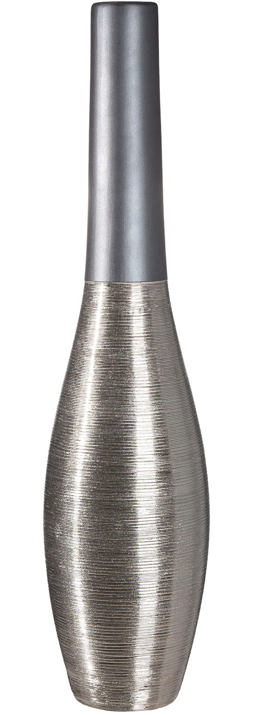 GILDE Bodenvase "Bodenvase Kegel London anthrazitfarben H. 73 cm" Kegelform mit gekratzter Struktur, Dekovase, Blumenvase