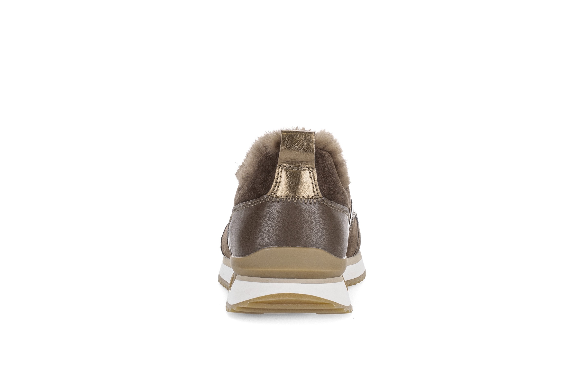 Gabor Sneaker  Keilabsatz, Schnürschuh mit Fellimitat am Schaftrand, G-Weite