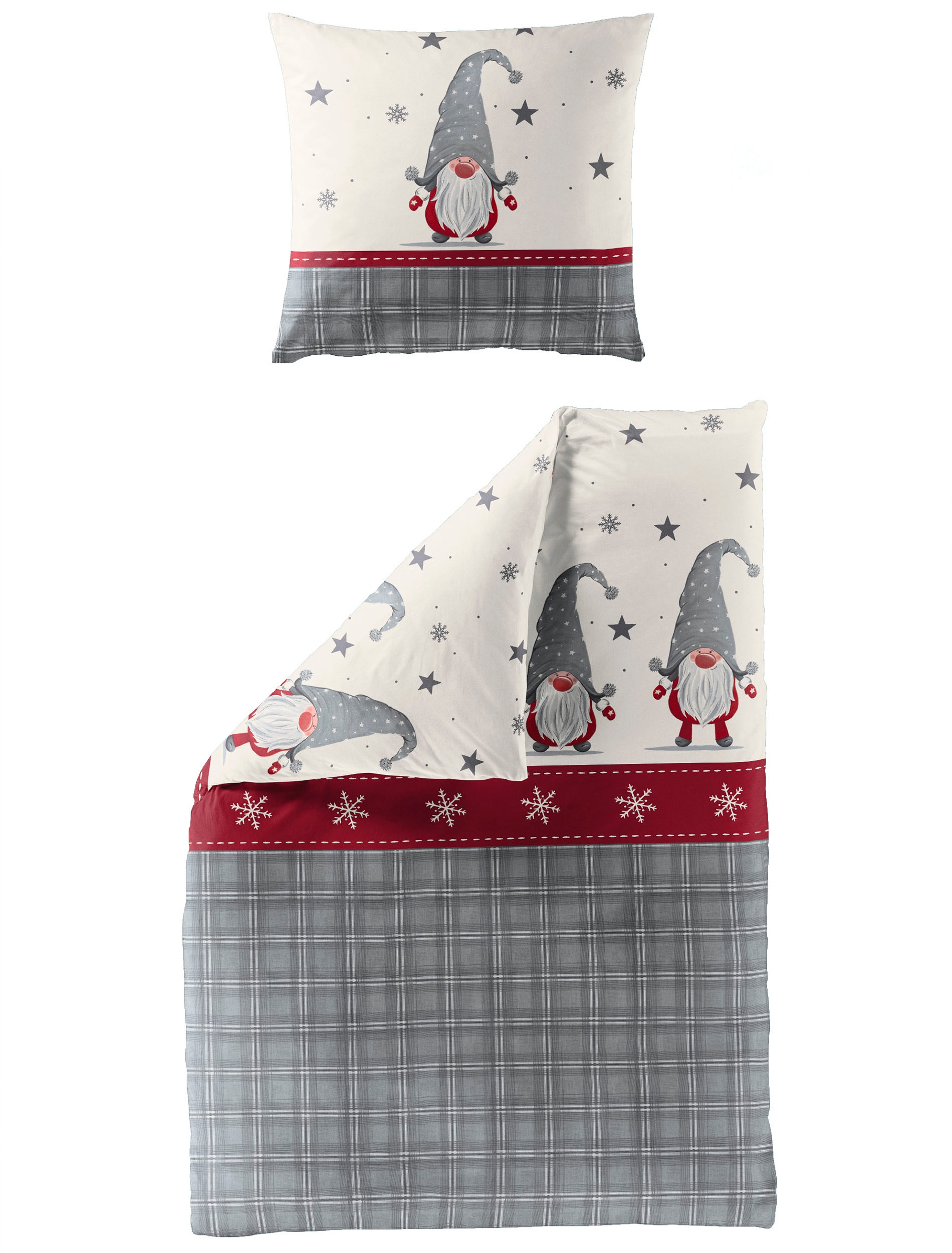 BIERBAUM Bettwäsche "Wichtel" 2 Stk. 100 % Baumwolle, Biber, unterschiedlic günstig online kaufen