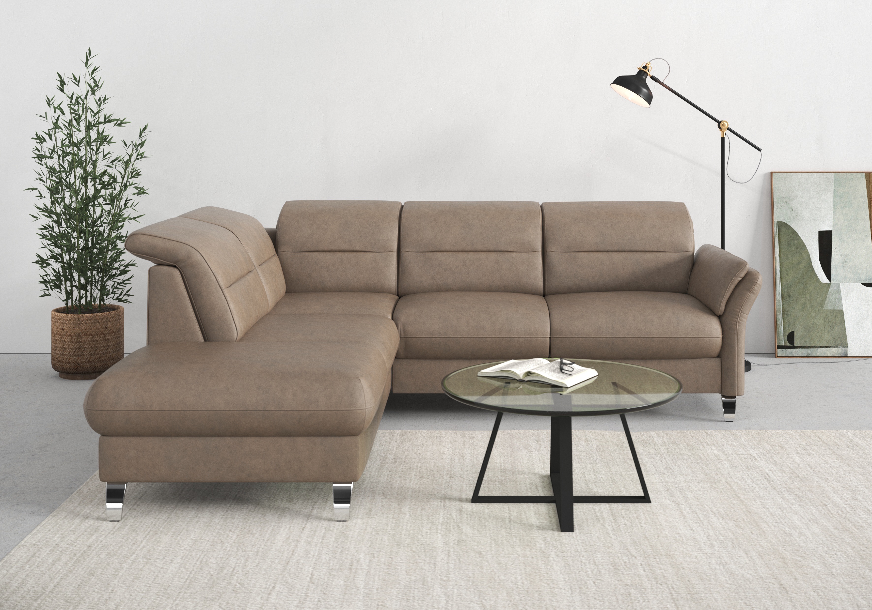 Thumbnail - sit&more Ecksofa "Grenoble L-Form mit Federkern", wahlweise mit Bettfunktion, Bettkasten, Arm- und Kopfteilverstellung