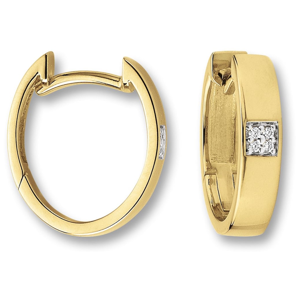 ONE ELEMENT Paar Creolen »0.03 ct Diamant Brillant Ohrringe Creolen aus 585 Gelbgold«, Damen Gold Schmuck