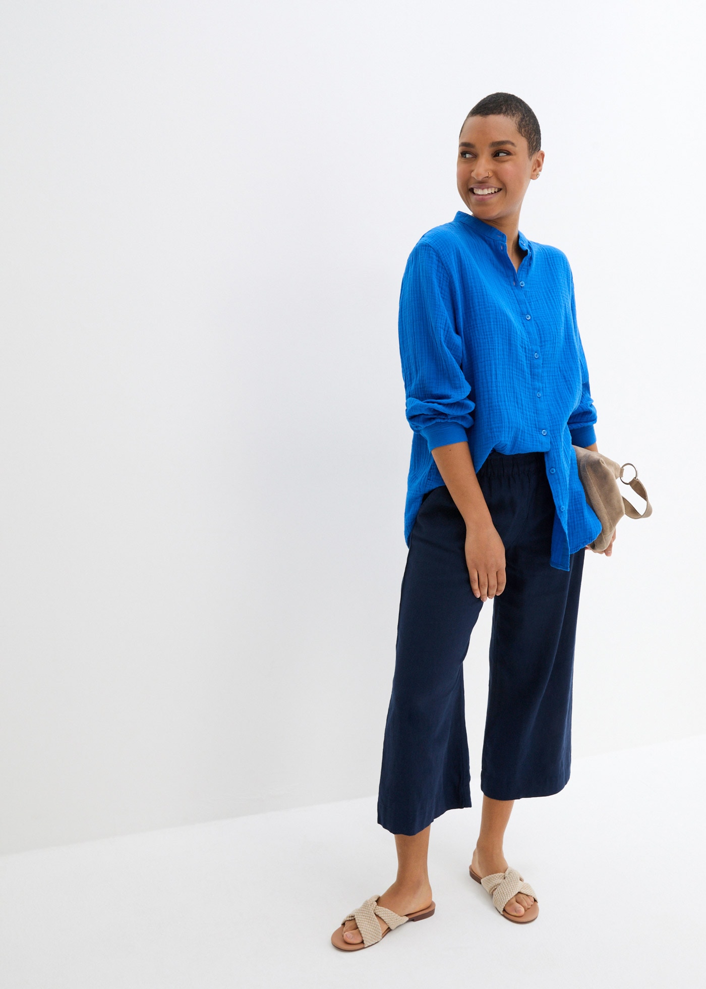 bonprix Langarmbluse »Musselin-Longbluse aus Baumwolle«, Musselin-Longbluse aus Baumwolle
