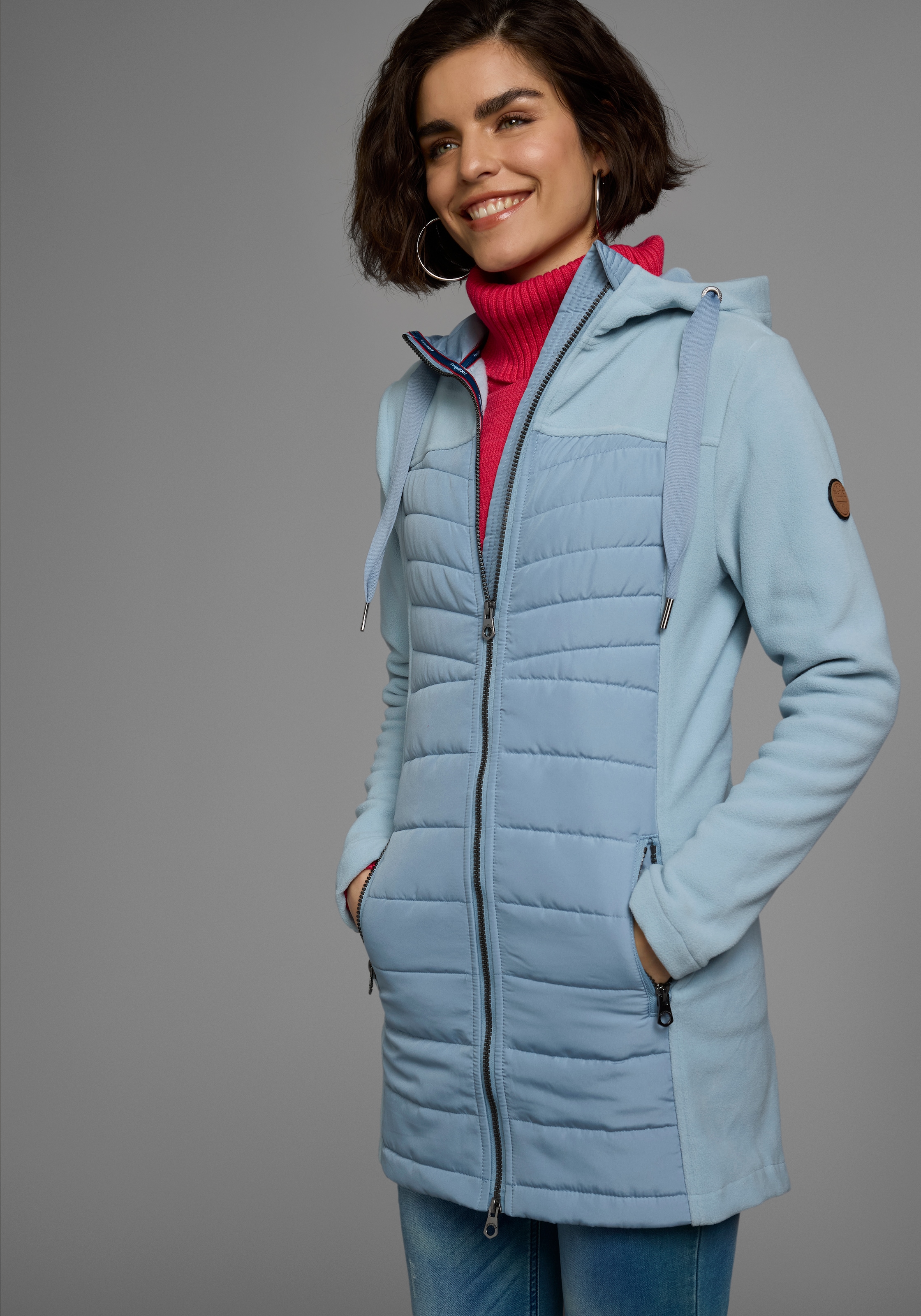 KangaROOS Langjacke mit Kapuze Hybridjacke - Fleecejacke mit wattierten Ber günstig online kaufen