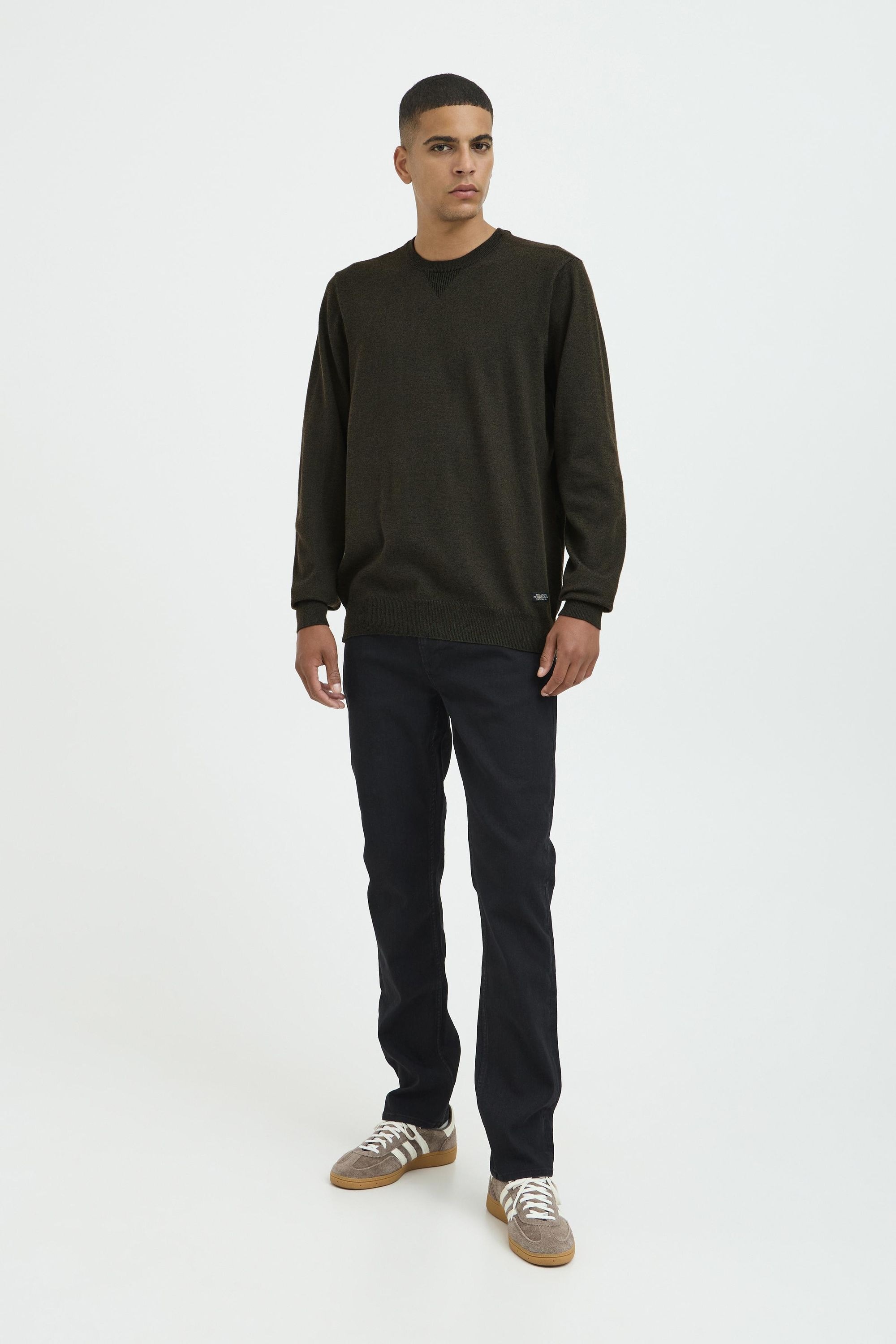 Longpullover BLEND "BHBruton", Herren, Gr. S, forest night, 100% Polyester, meliert, normal normal, Rundhals, Pullover Longpullover, Stilvoller melierter Strickpullover 8