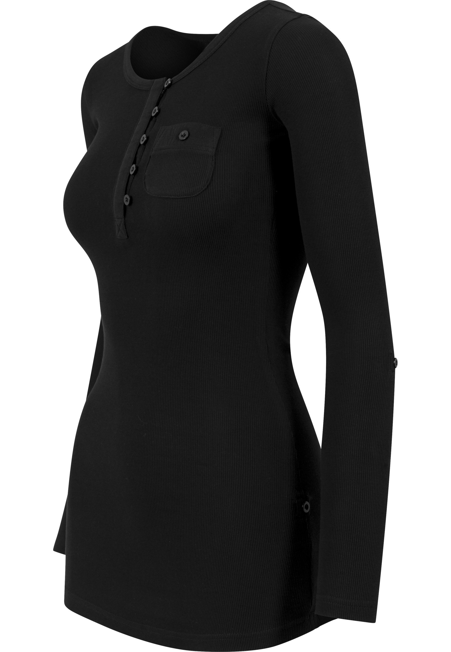 URBAN CLASSICS Longsleeve »Urban Classics Damen Ladies Long Rib Pocket Turnup Tee« 1 Stk.