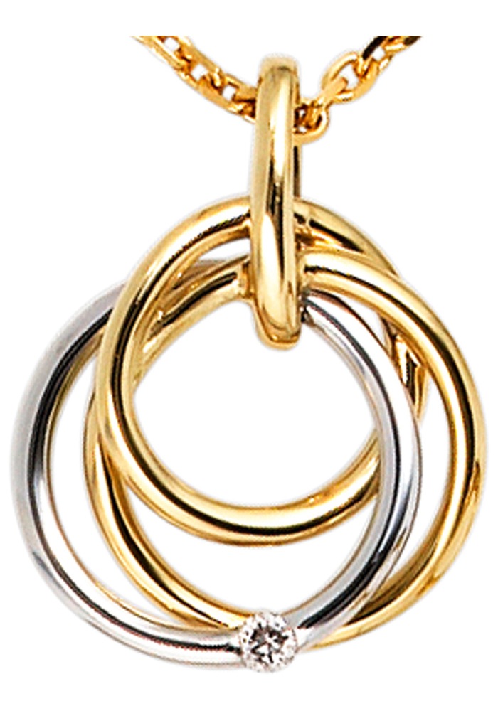 JOBO Kettenanhänger »Anhänger Goldanhänger verschlungen 16 mm«  585 Gold bicolor mit Diamant