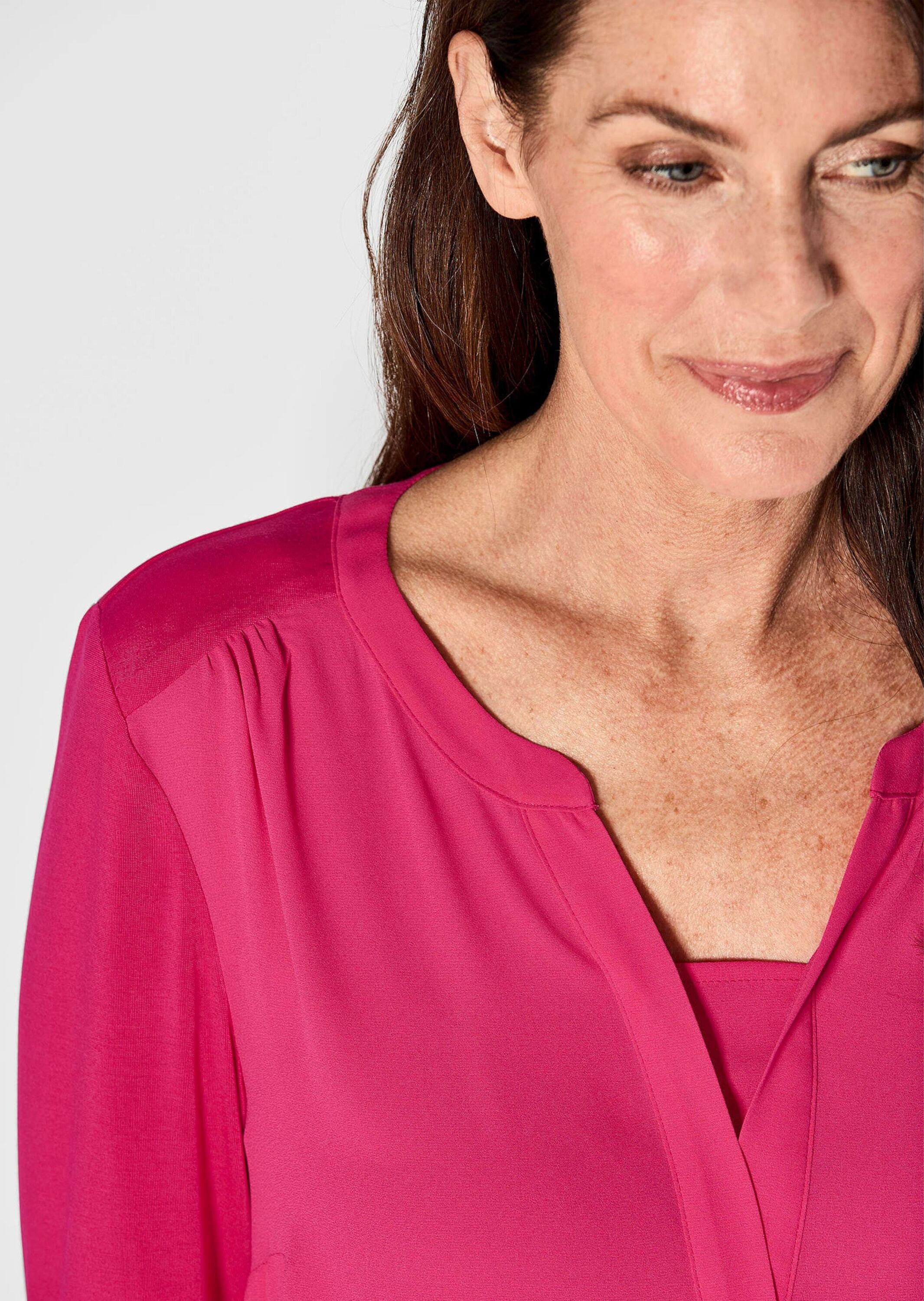 GOLDNER Kurzarmbluse »Blusenshirt Blusenshirt mit Chiffon-Einsatz«