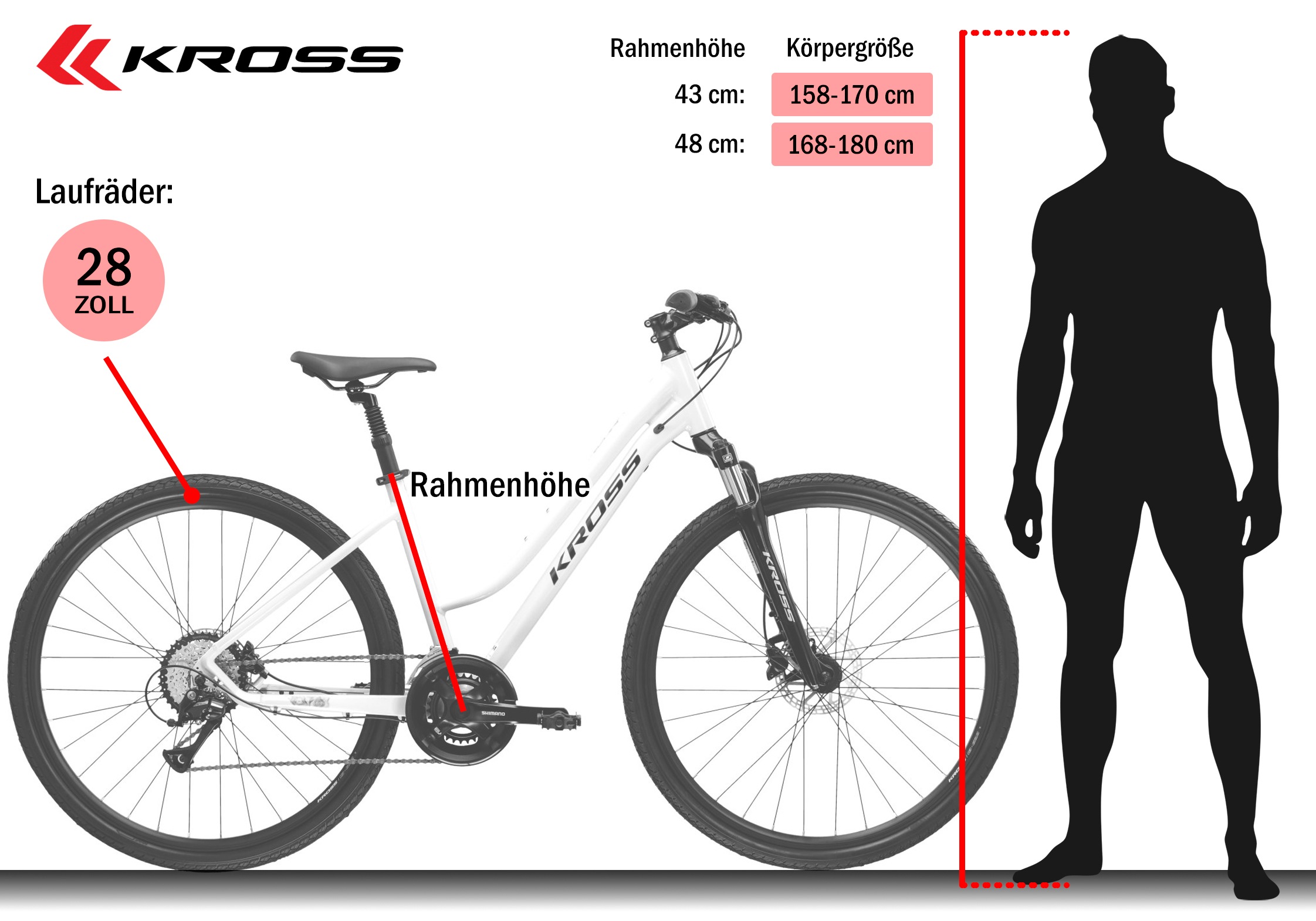 Kross Crossrad »Evado 4.0« 18 Gang Shimano ACERA M3020 Schaltwerk Kettenschaltung
